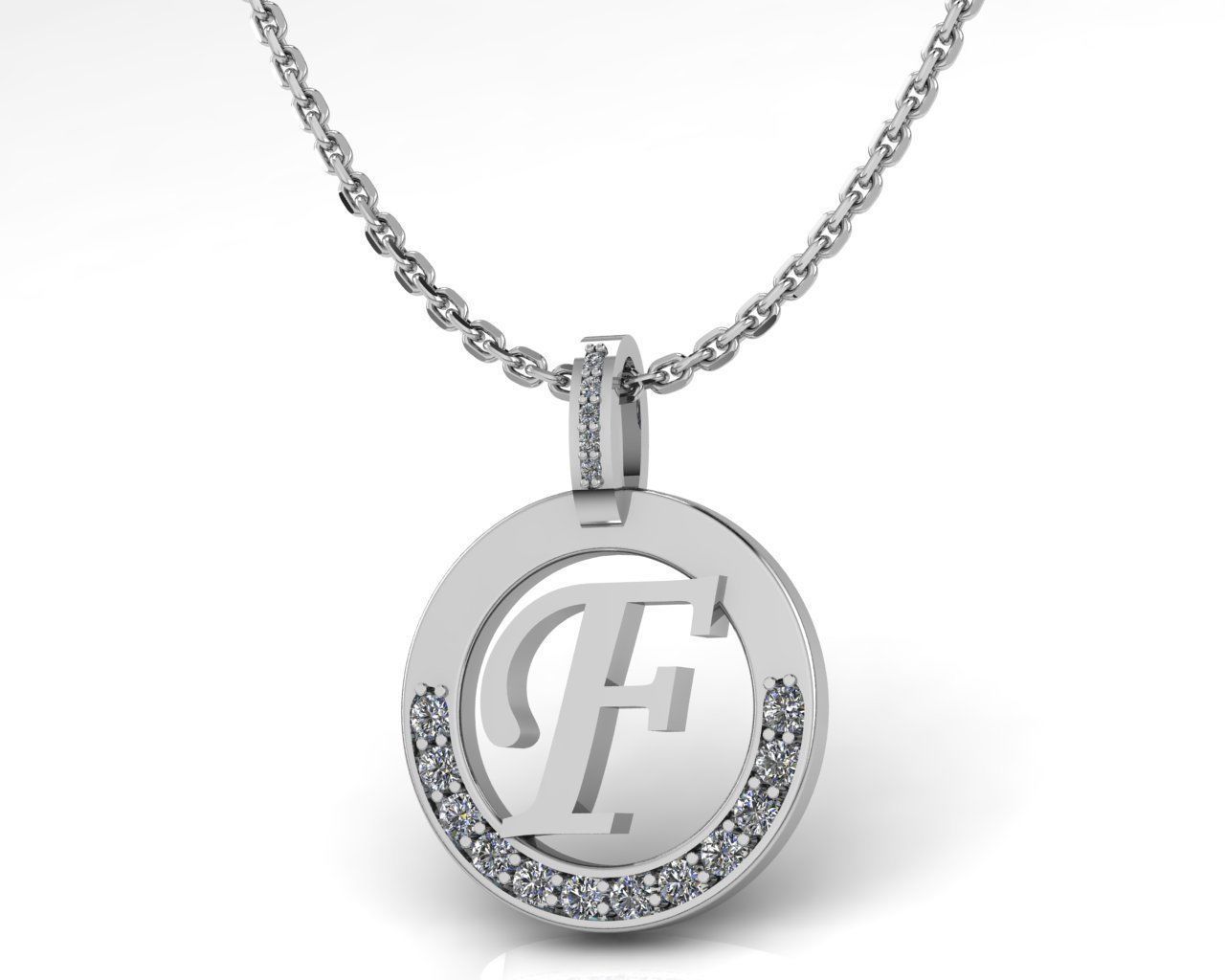 F Letter Pendant 3D print model_1