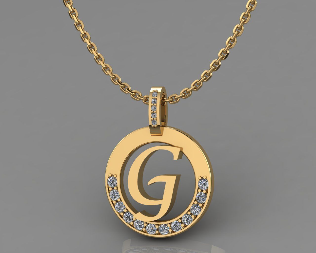 G Letter Pendant 3D print model_7