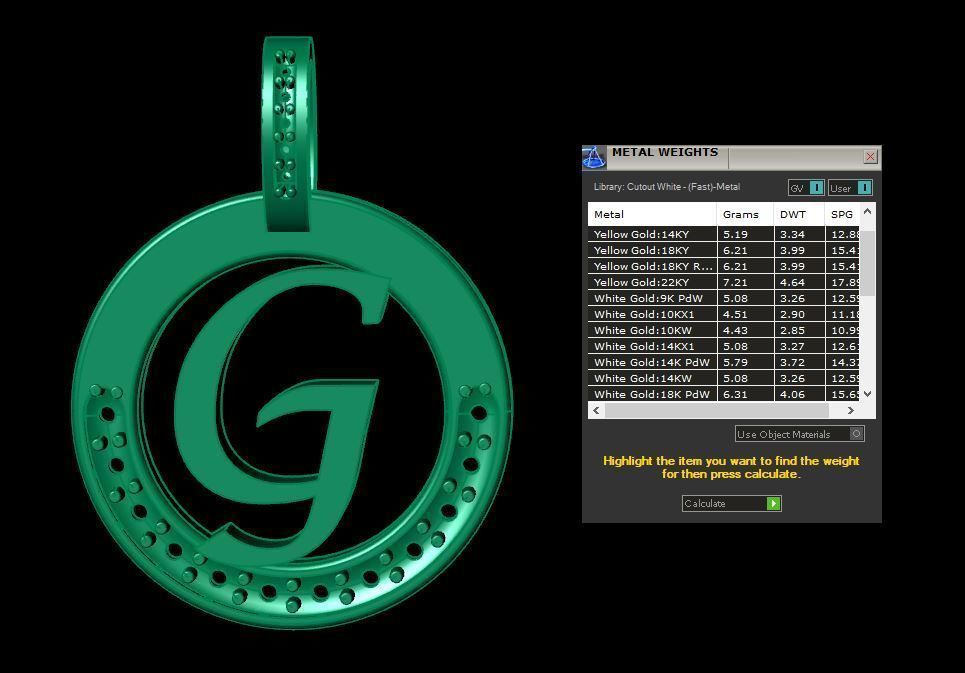 G Letter Pendant 3D print model_3