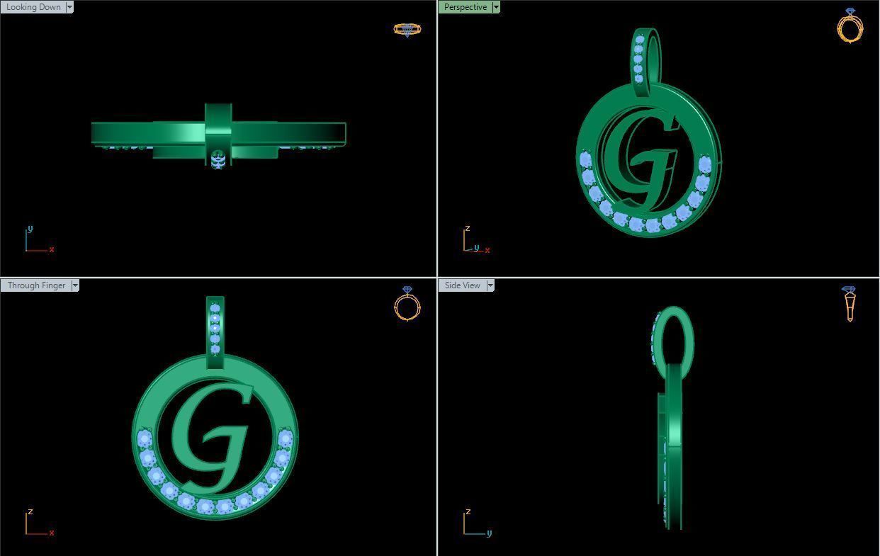 G Letter Pendant 3D print model_5