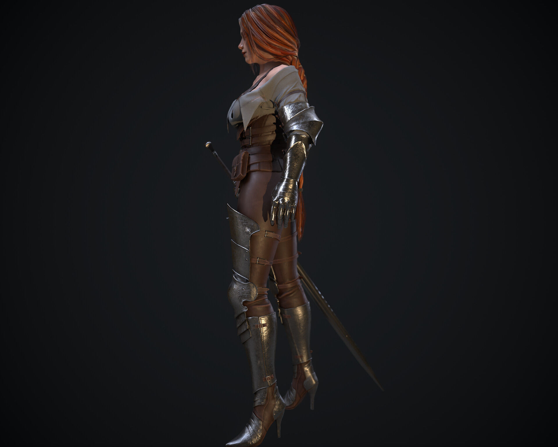 Hired knight Low-poly 3D model_8