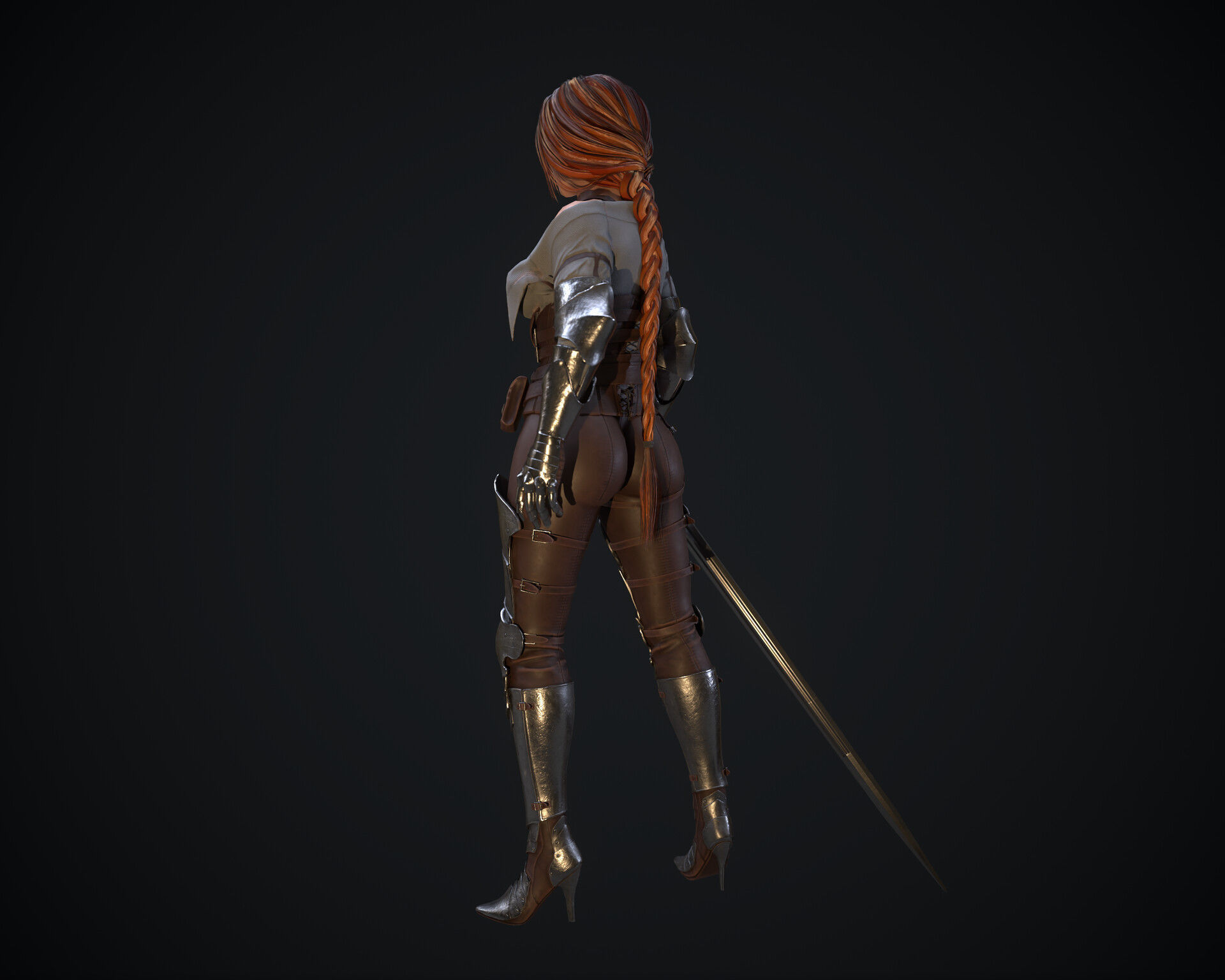 Hired knight Low-poly 3D model_5