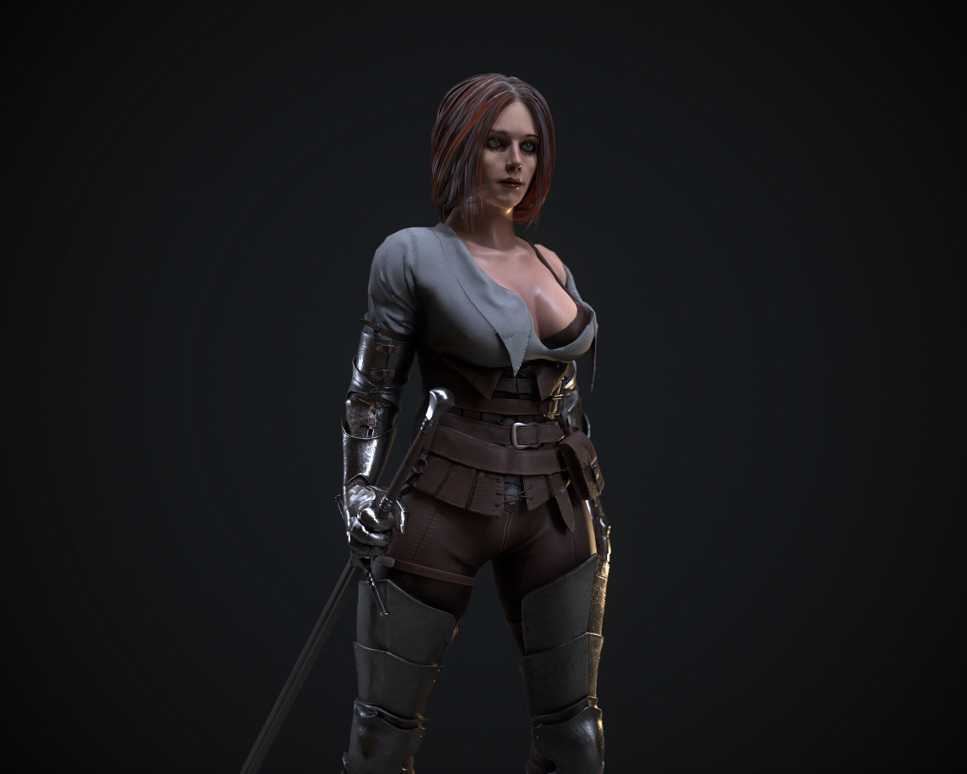 Hired knight Low-poly 3D model_1