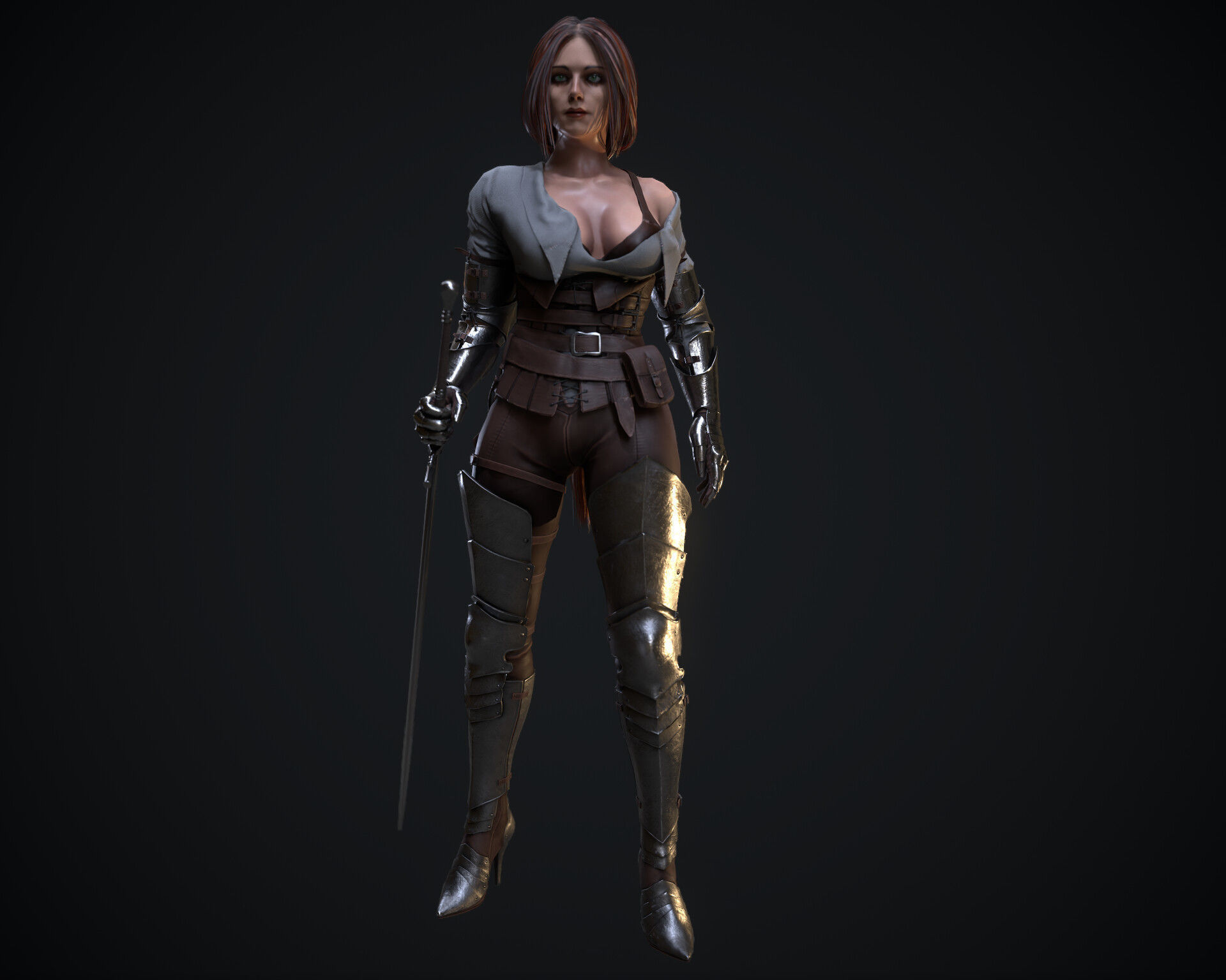 Hired knight Low-poly 3D model_7