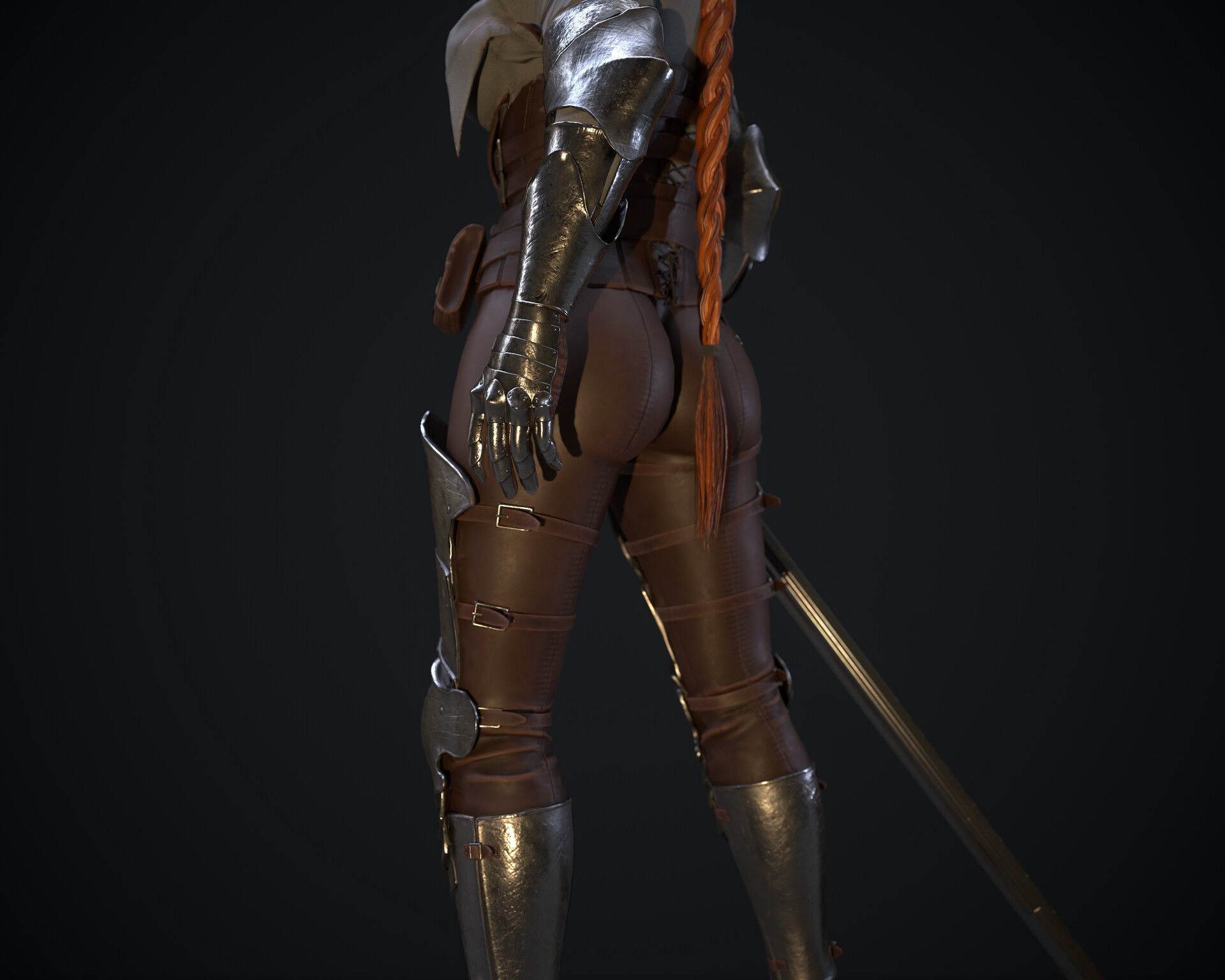 Hired knight Low-poly 3D model_4
