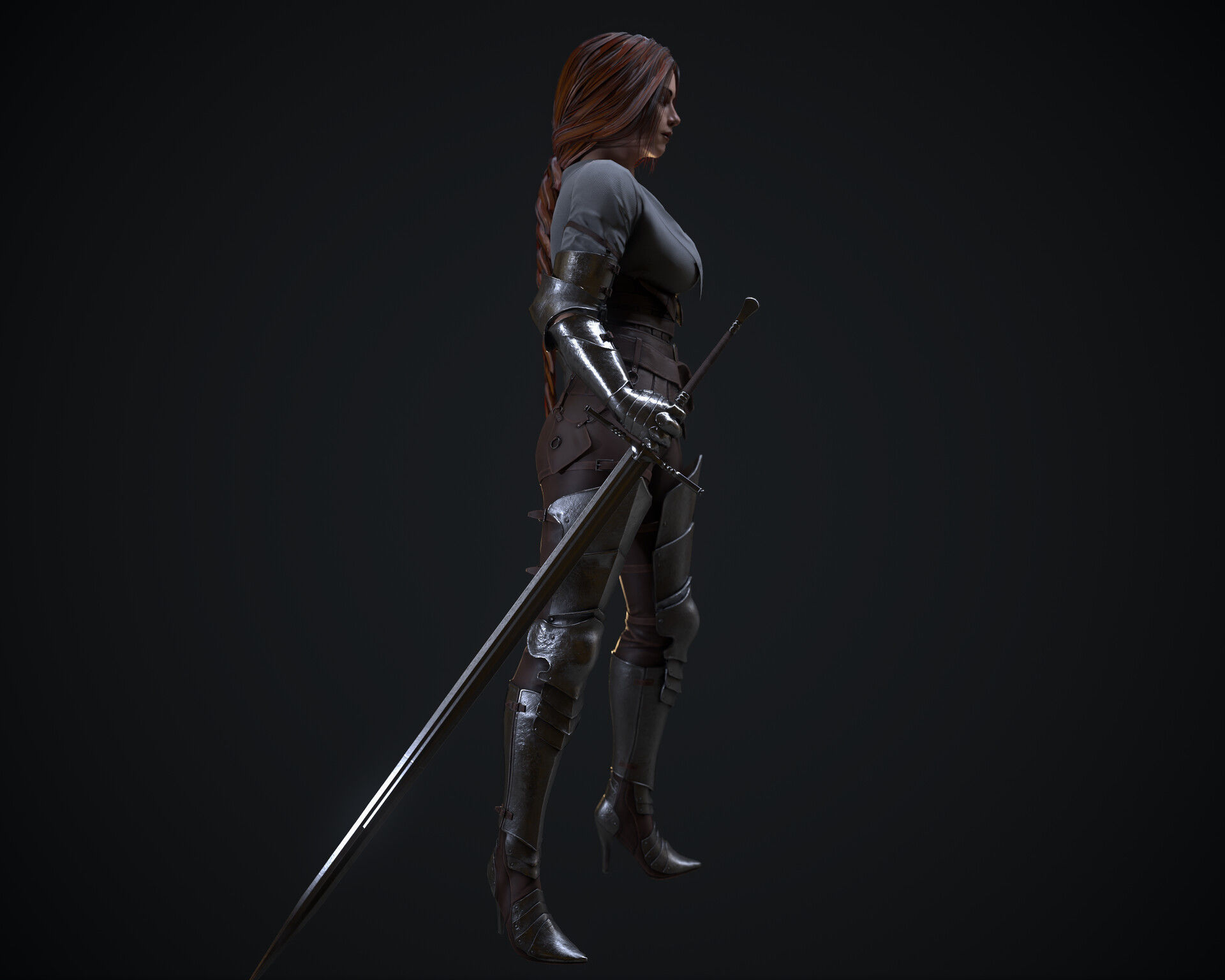 Hired knight Low-poly 3D model_6