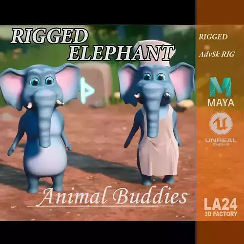 Jungle Animal Buddies - Elephant Low-poly 3D model