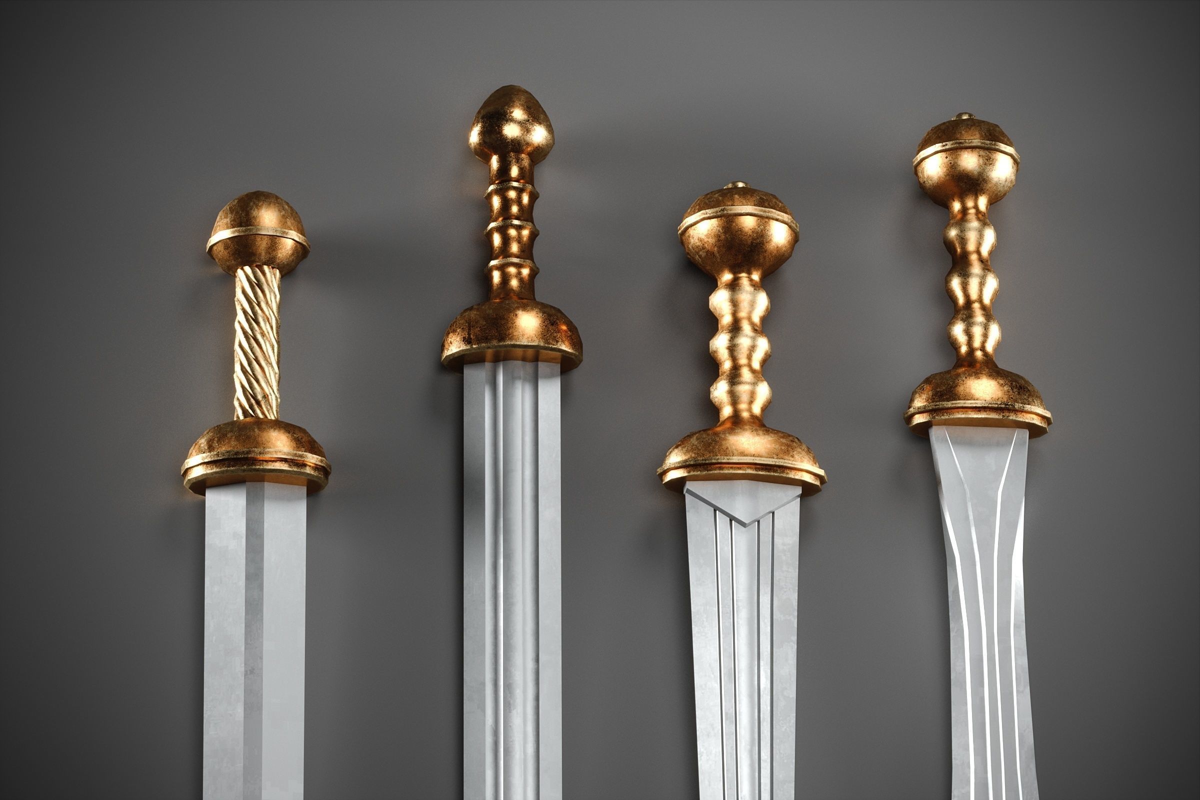 Low-poly roman weapon set Low-poly 3D model_1