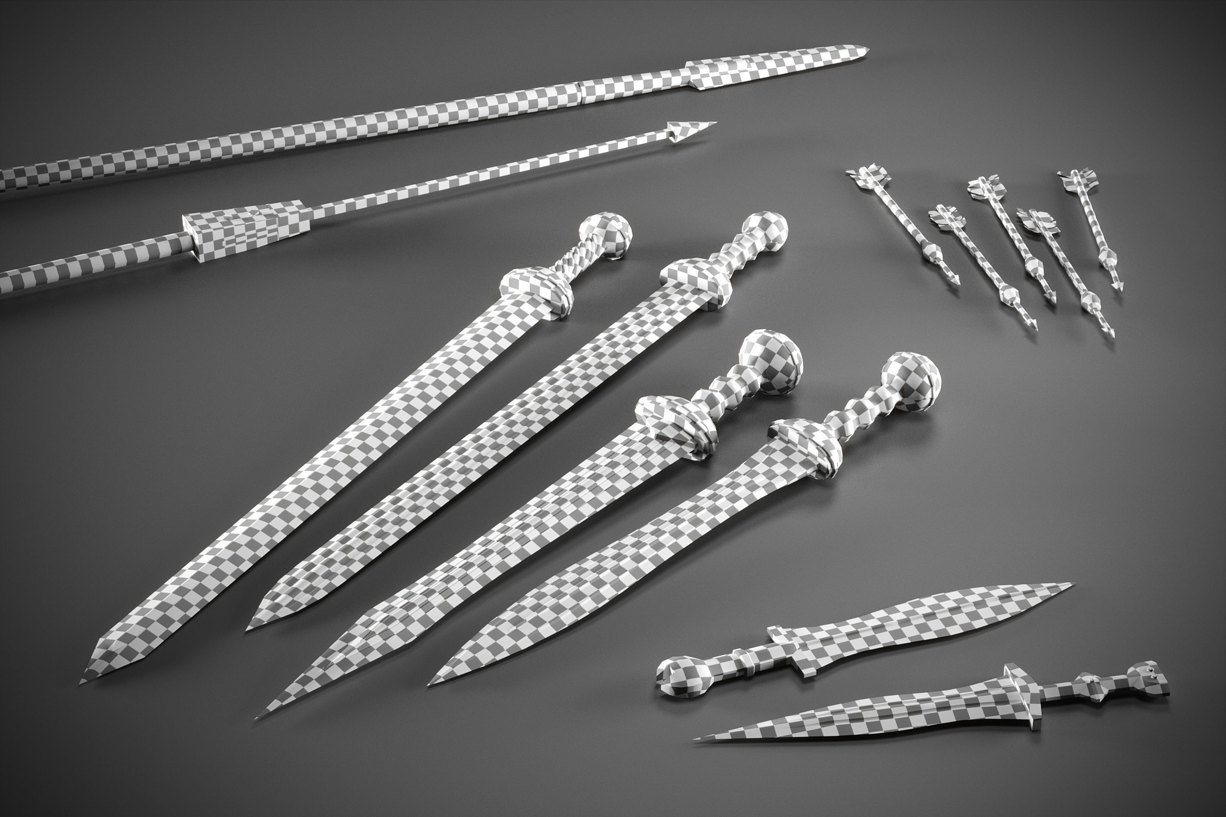 Low-poly roman weapon set Low-poly 3D model_5