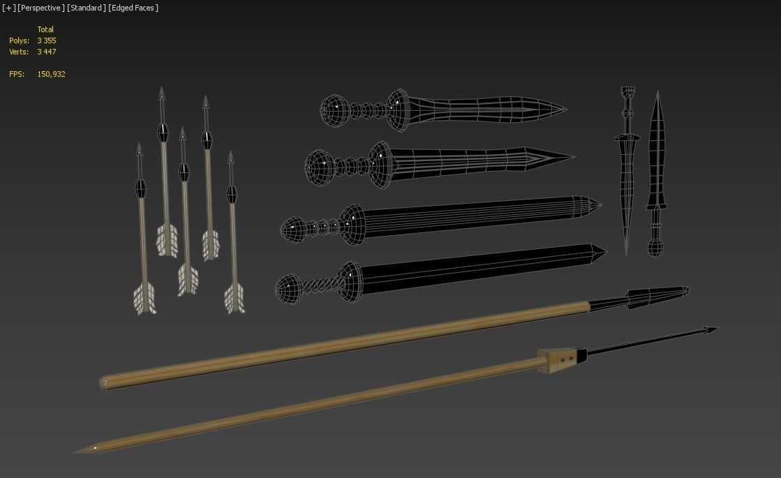 Low-poly roman weapon set Low-poly 3D model_6
