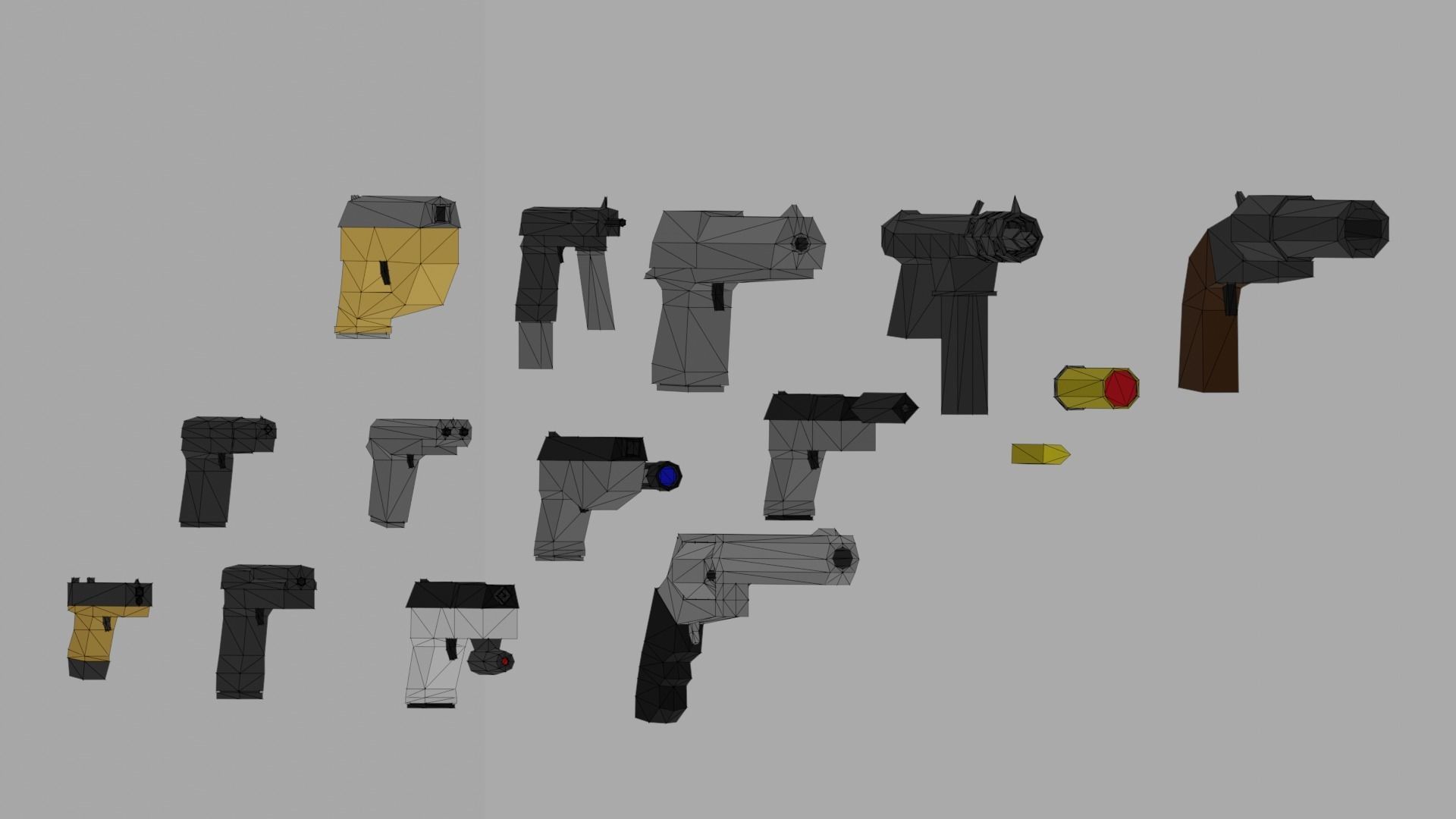Low-poly pistols pack Low-poly 3D model_2