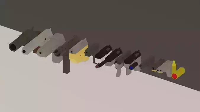 Low-poly pistols pack Low-poly 3D model