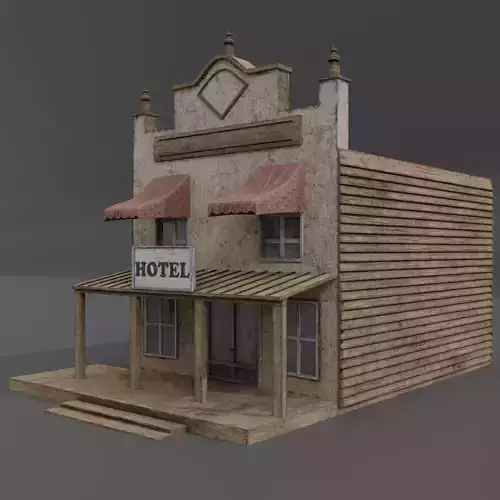 WESTERN HOTEL  Low-poly 3D model