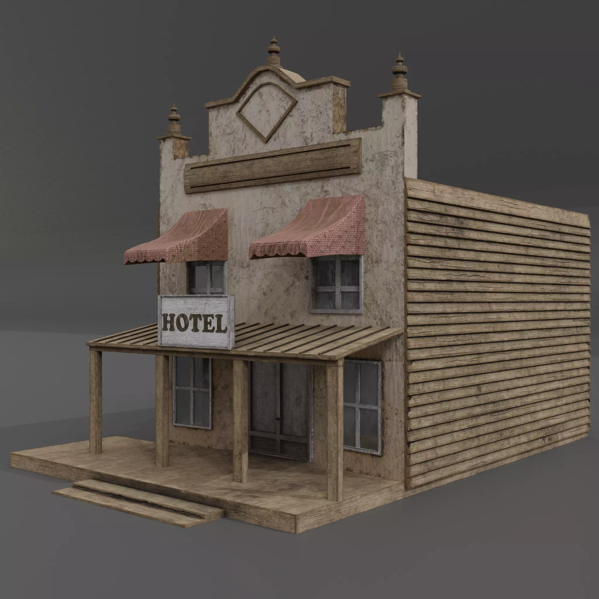 WESTERN HOTEL  Low-poly 3D model_0