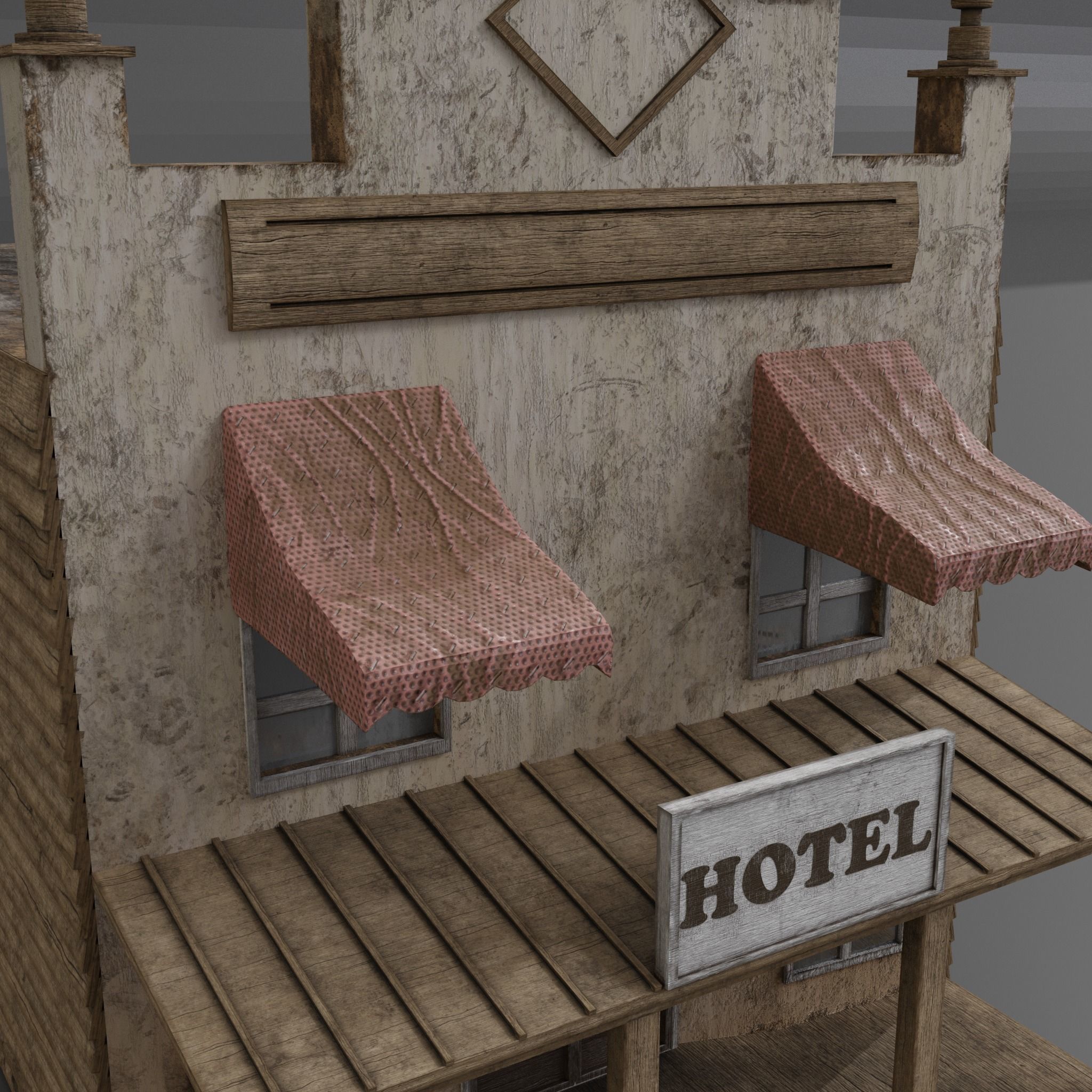 WESTERN HOTEL  Low-poly 3D model_2