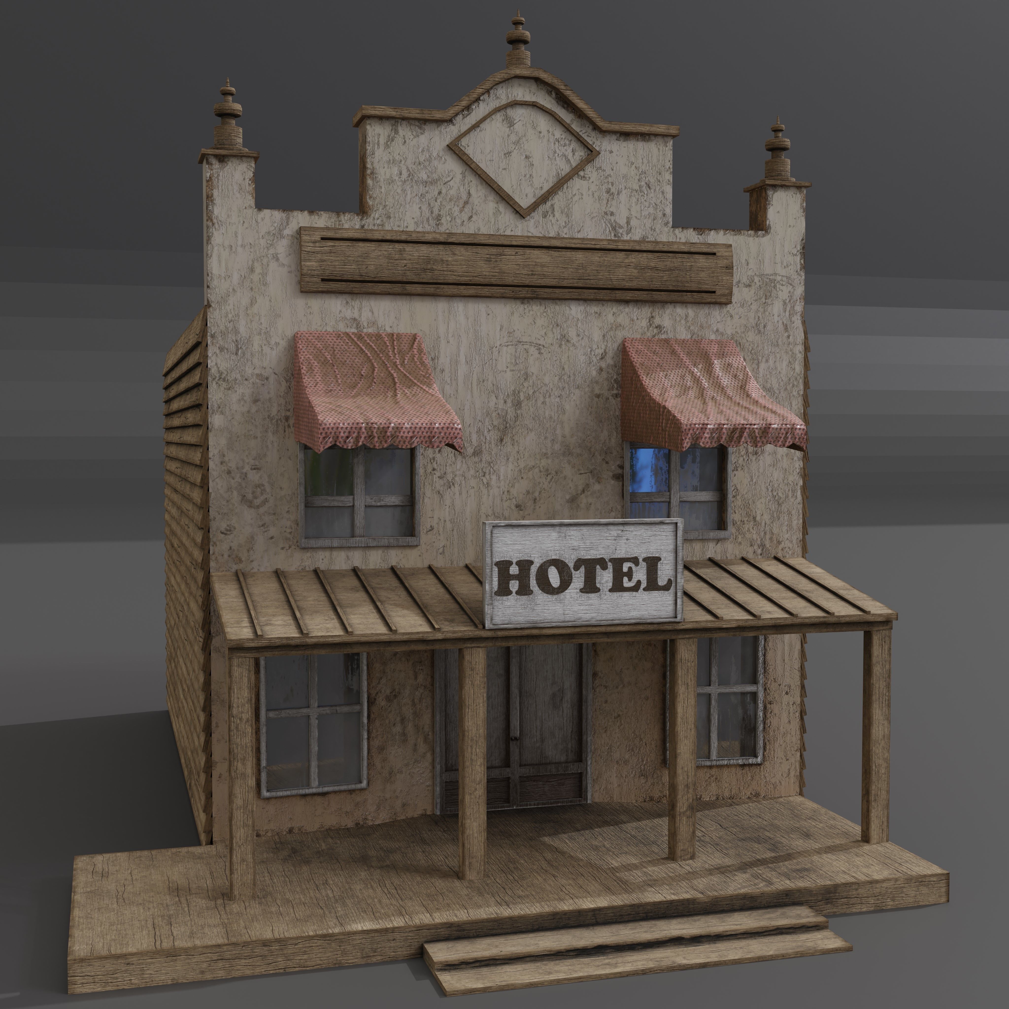 WESTERN HOTEL  Low-poly 3D model_3