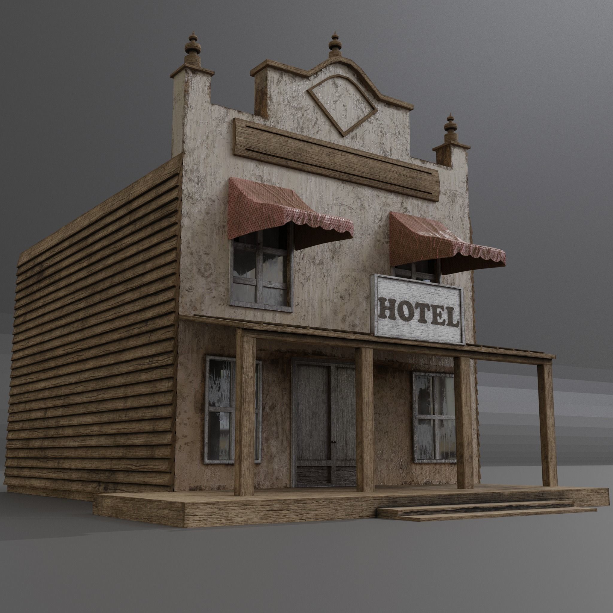 WESTERN HOTEL  Low-poly 3D model_1