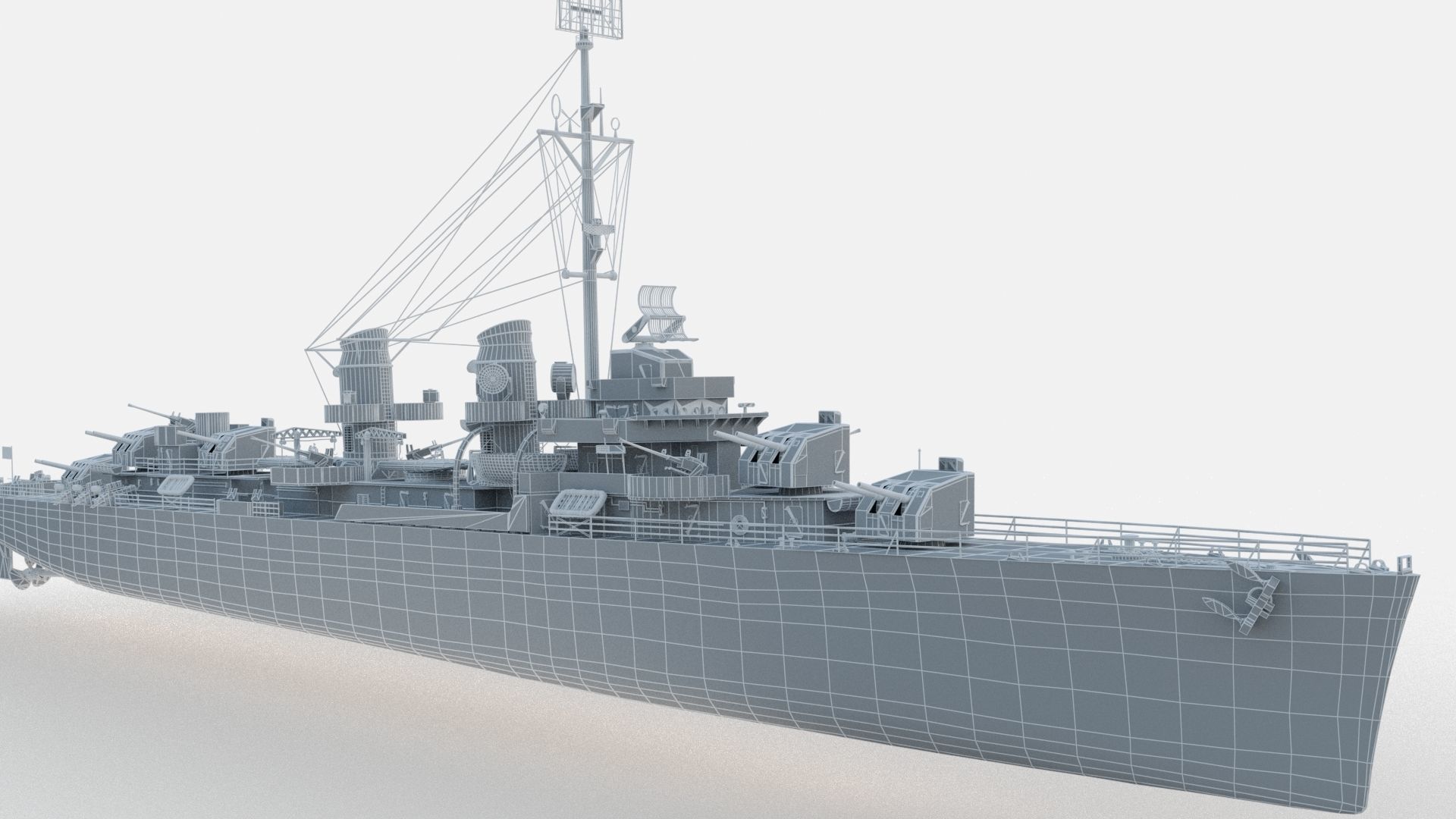 Allen M Sumner-class destroyer Low-poly 3D model_4