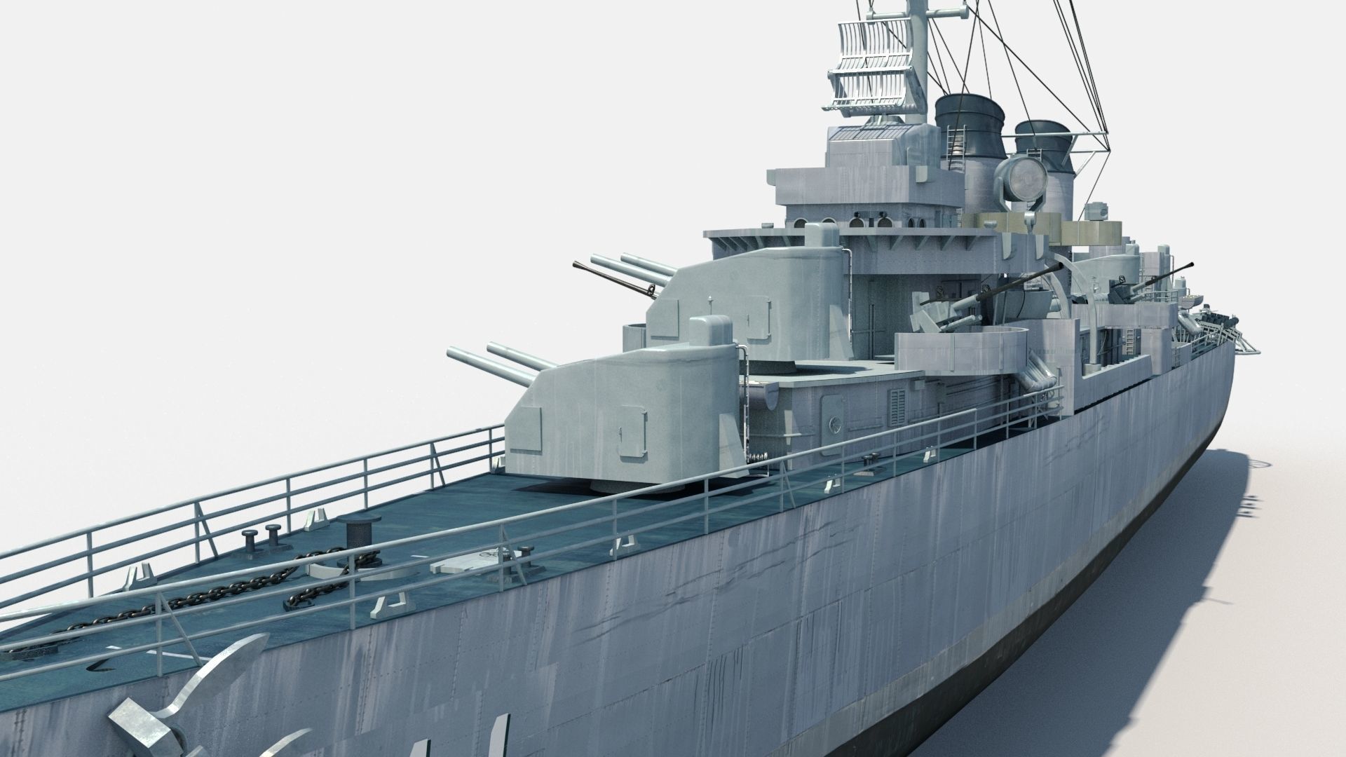Allen M Sumner-class destroyer Low-poly 3D model_2