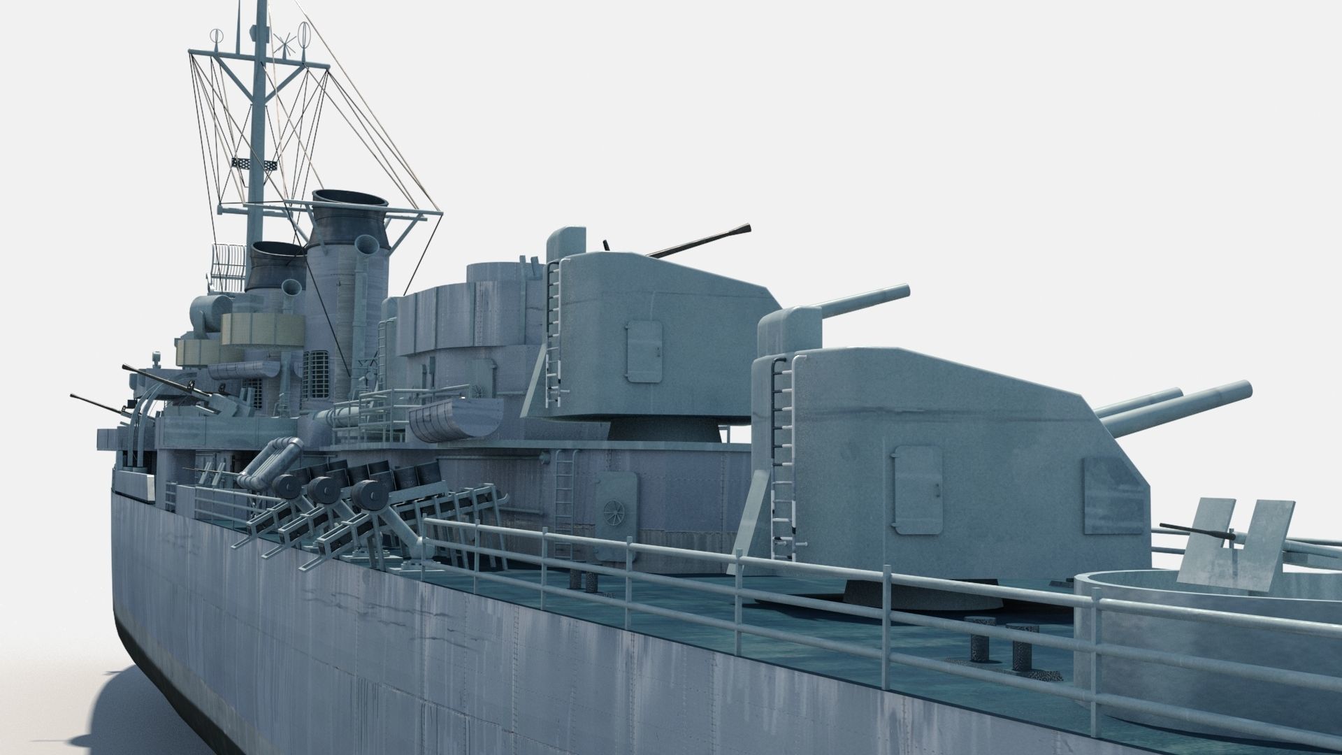 Allen M Sumner-class destroyer Low-poly 3D model_3