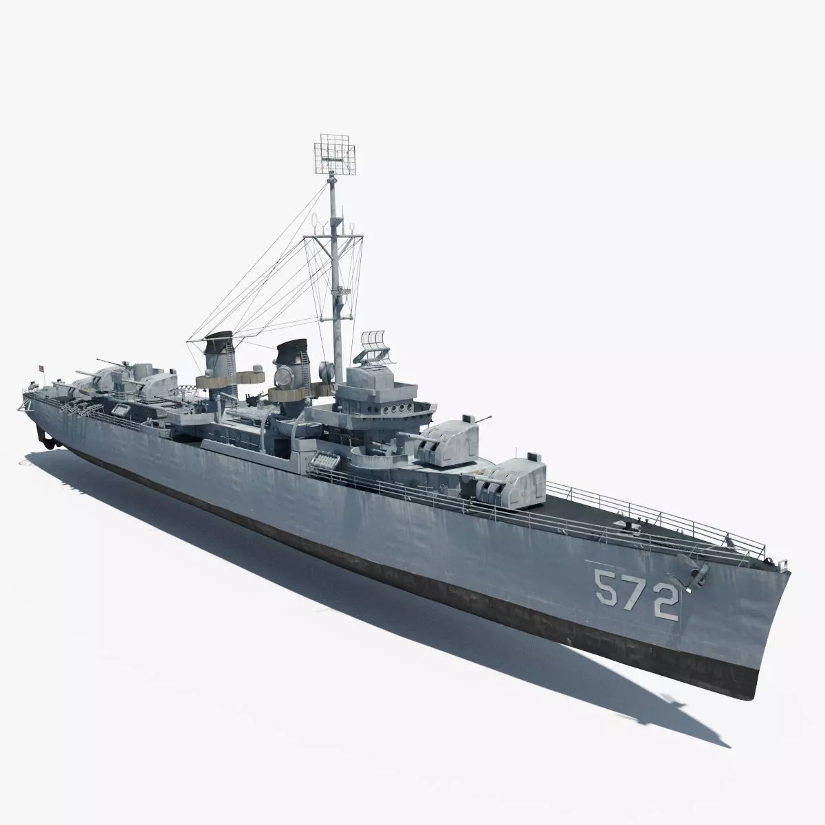 Allen M Sumner-class destroyer Low-poly 3D model_0