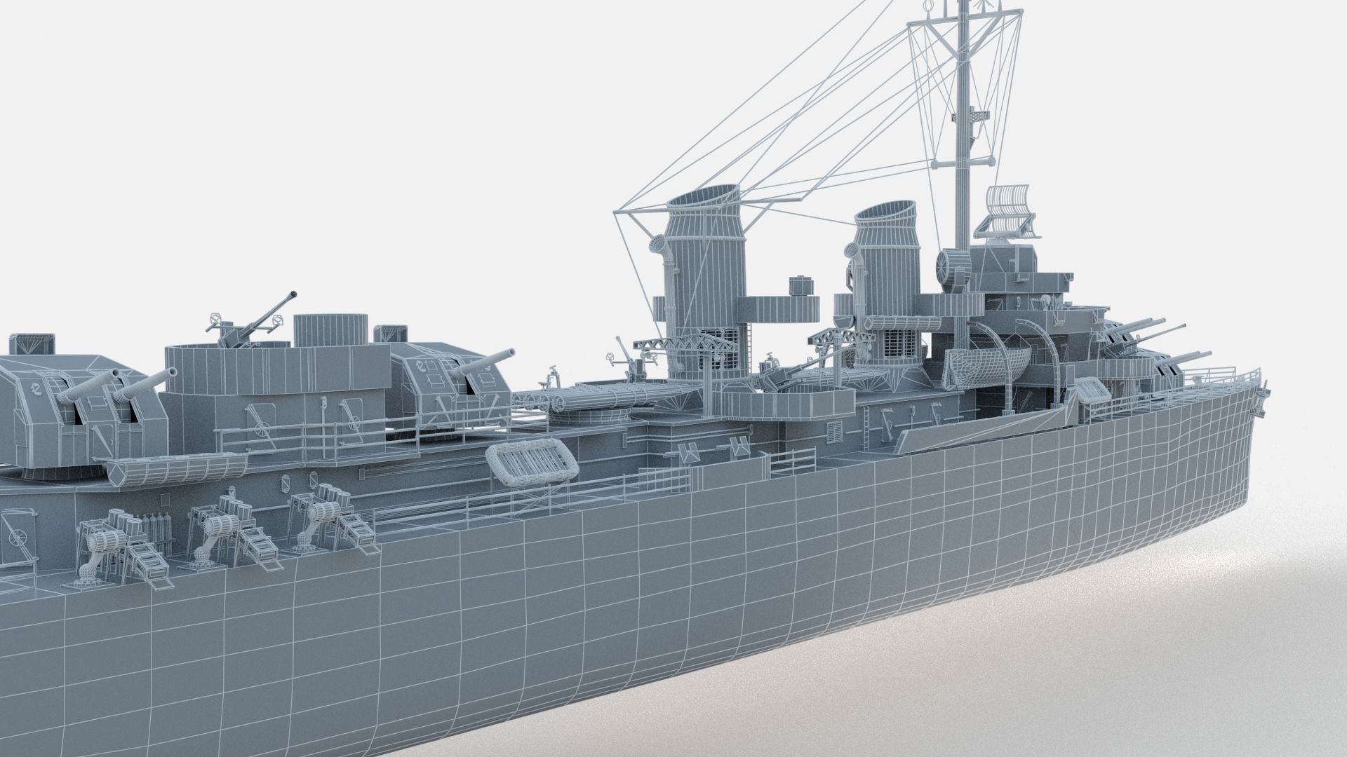 Allen M Sumner-class destroyer Low-poly 3D model_5