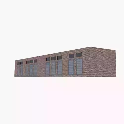 Warehouse brick building Low-poly 3D model