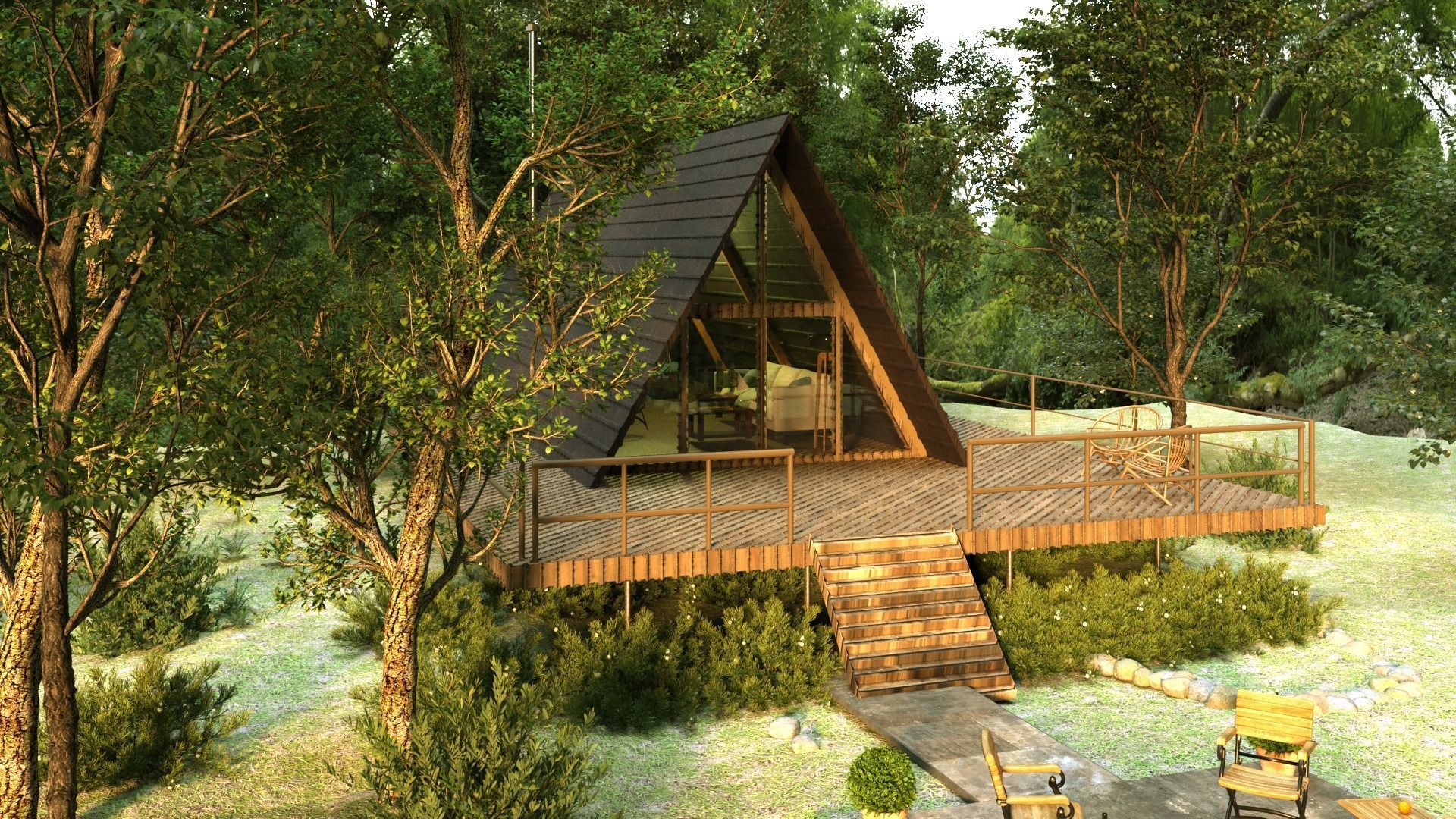 HUT in Forest 3D model_2