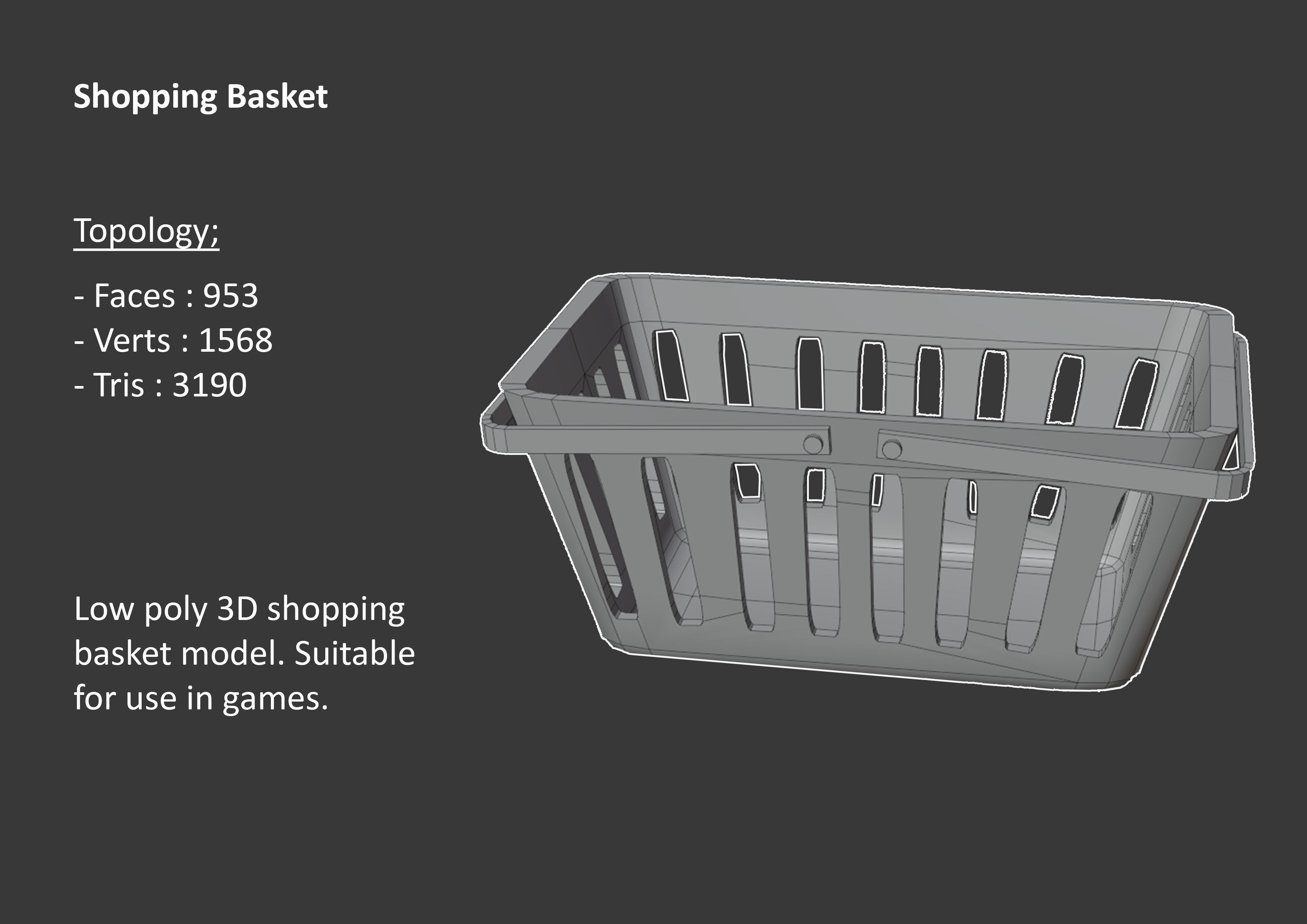 Shopping Basket 3D Model Low-poly 3D model_2