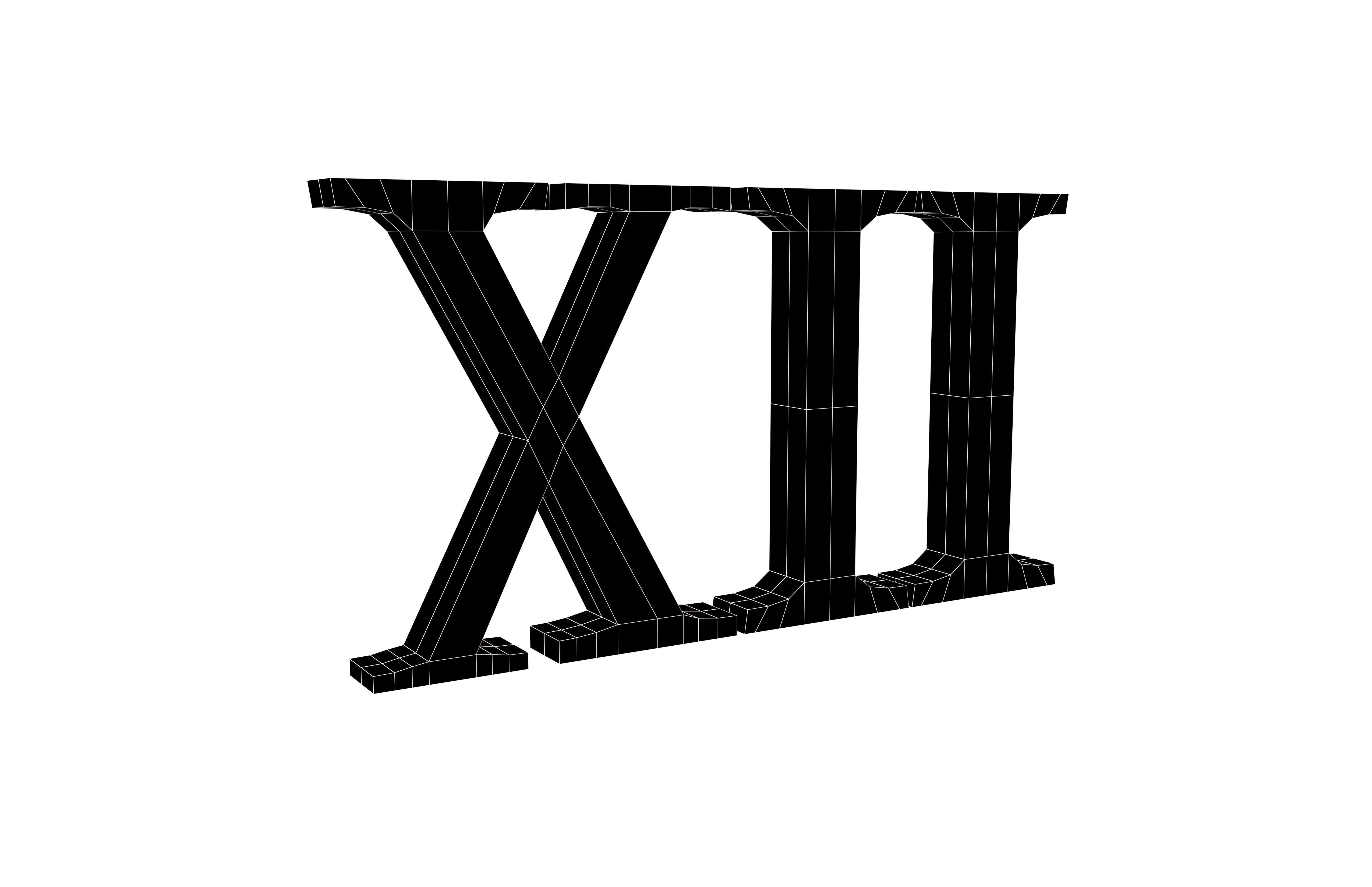 Roman Numerals 12 v1 002 Low-poly 3D model_5