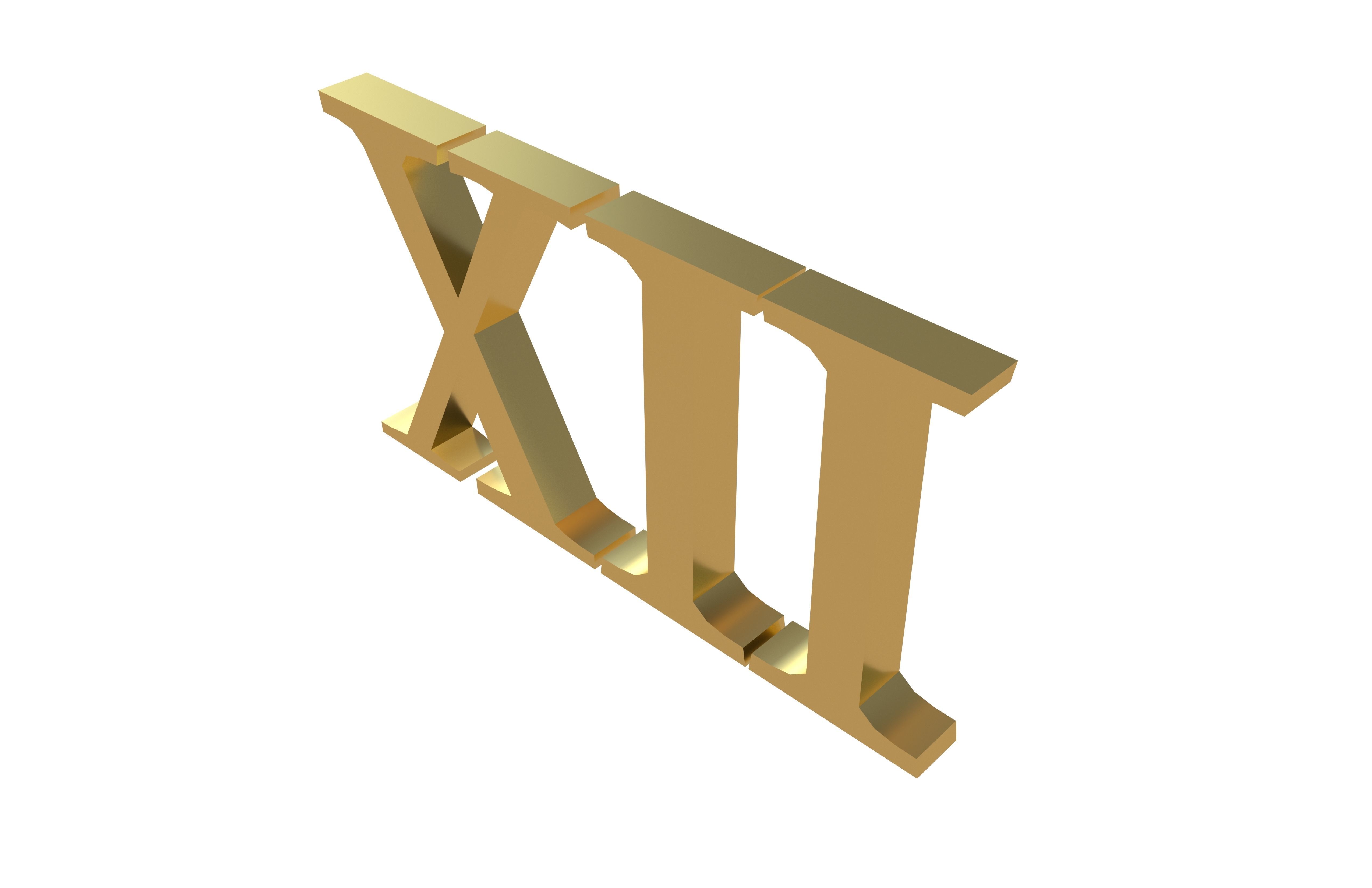Roman Numerals 12 v1 002 Low-poly 3D model_2