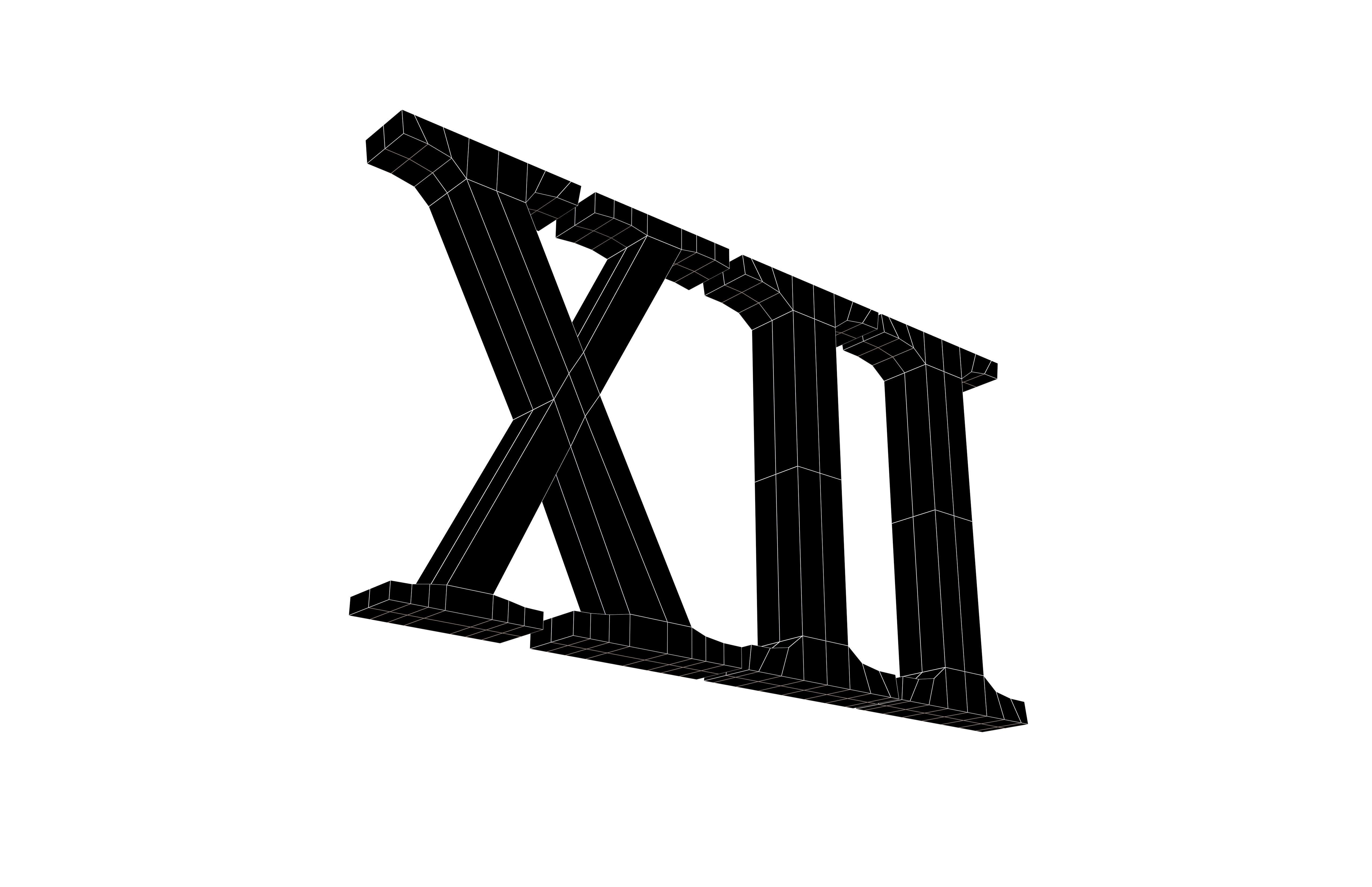 Roman Numerals 12 v1 002 Low-poly 3D model_7