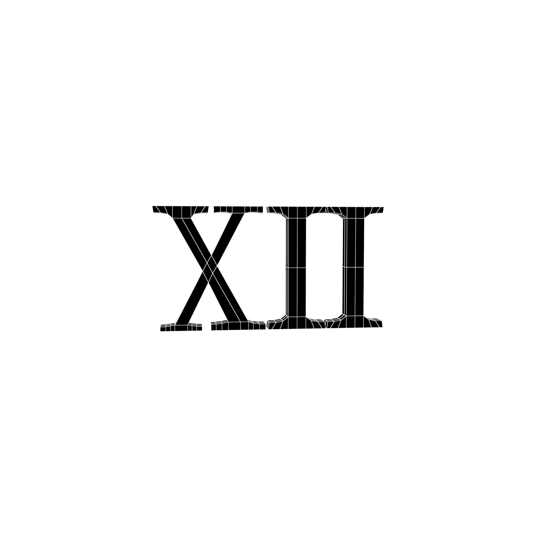 Roman Numerals 12 v1 002 Low-poly 3D model_4