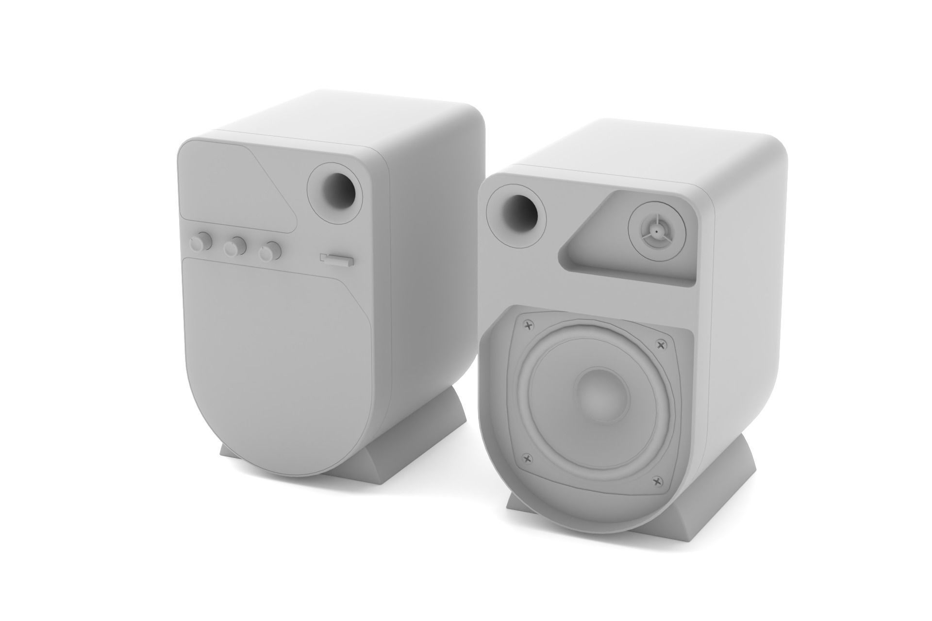 90s computer speakers 3D model_7
