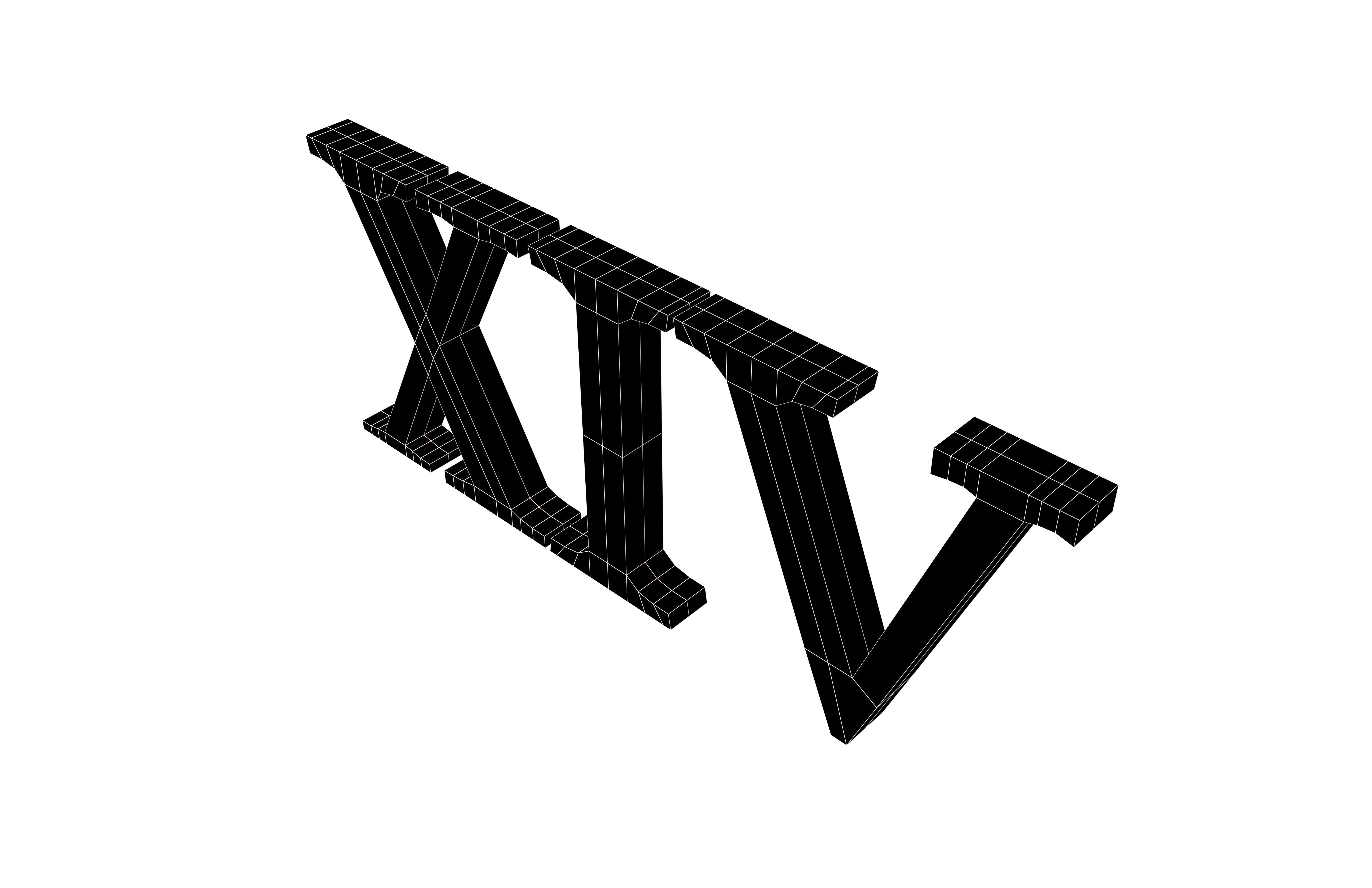 Roman Numerals 14 v1 001 Low-poly 3D model_6