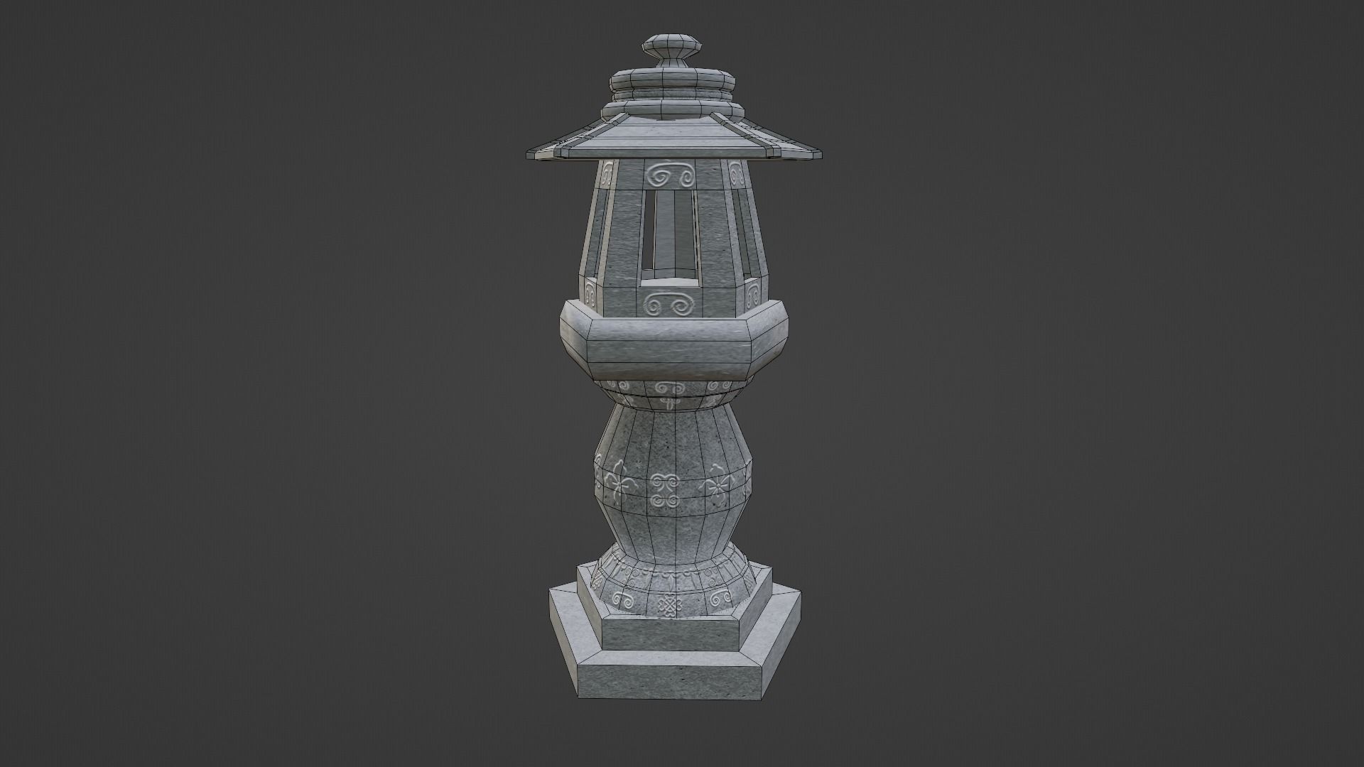 Stone Lantern Low-poly 3D model_9