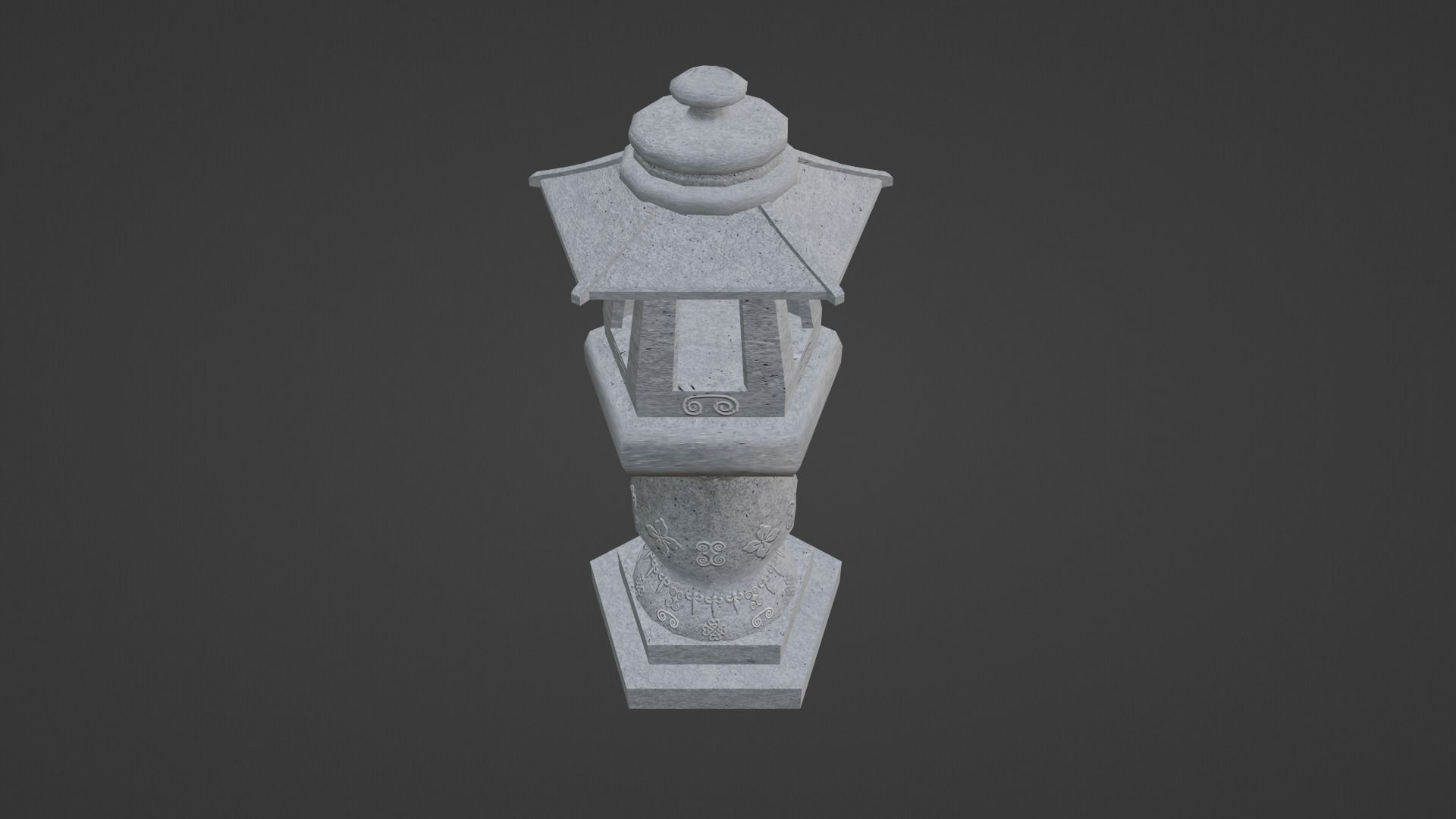 Stone Lantern Low-poly 3D model_4