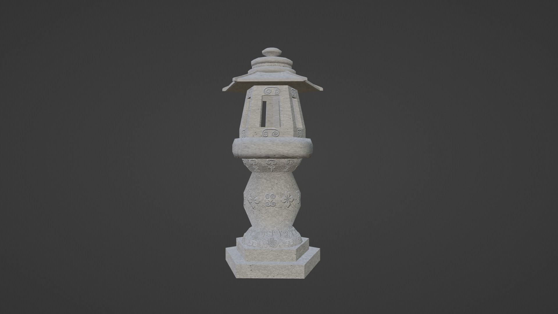Stone Lantern Low-poly 3D model_1