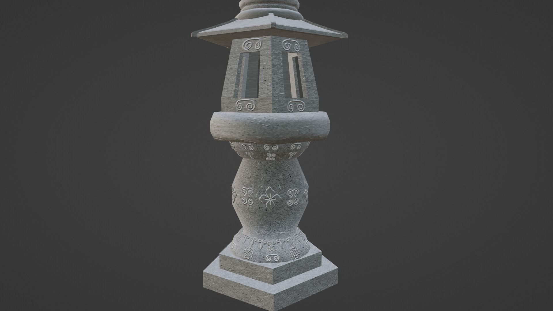 Stone Lantern Low-poly 3D model_3
