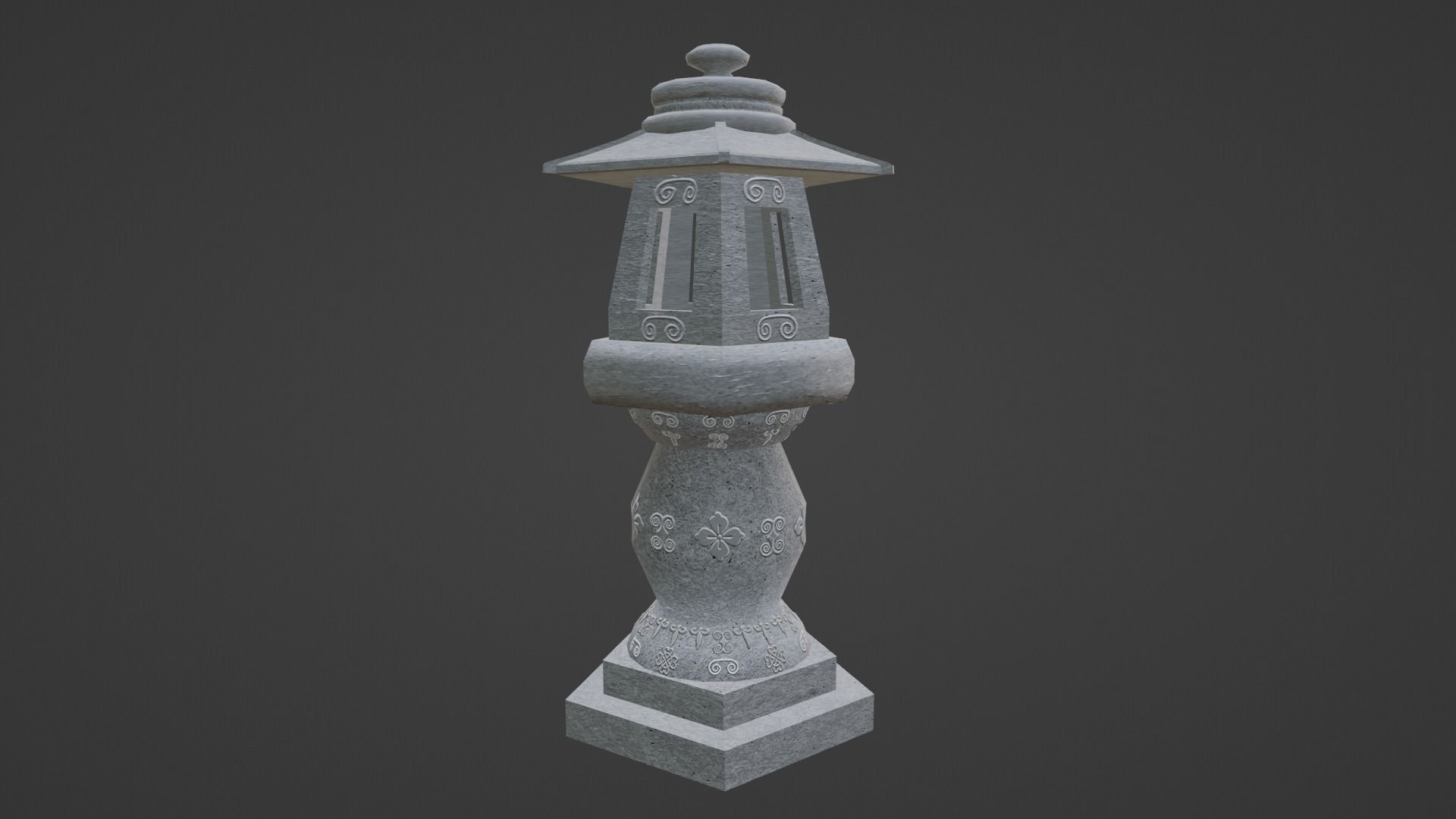 Stone Lantern Low-poly 3D model_2