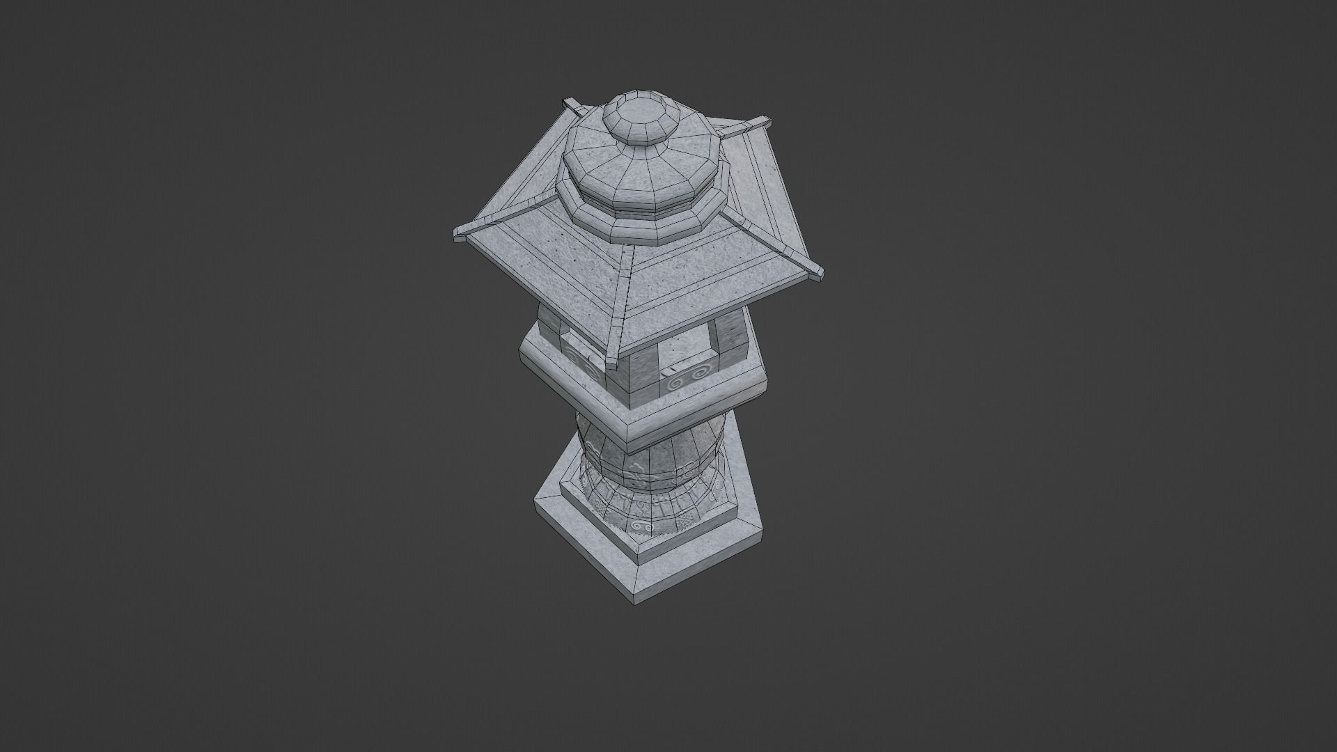 Stone Lantern Low-poly 3D model_10