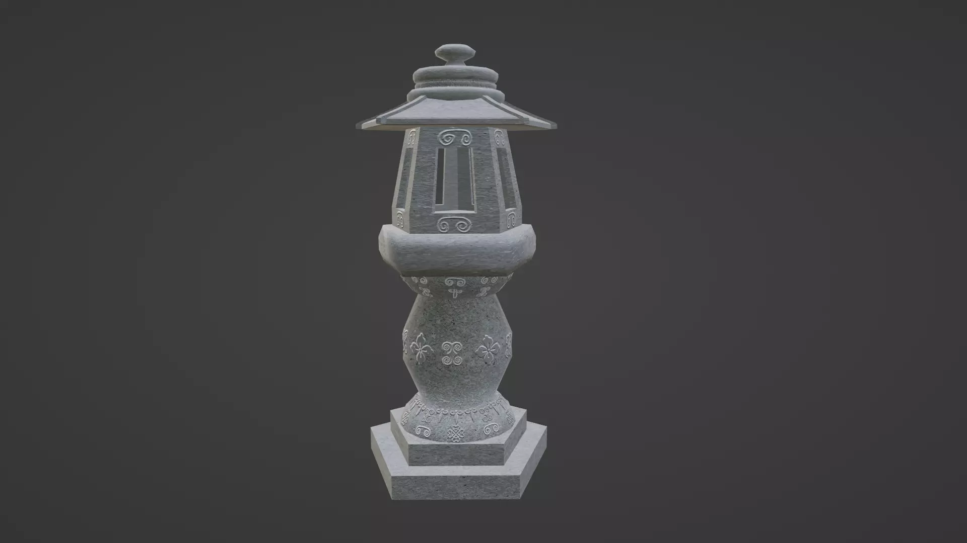 Stone Lantern Low-poly 3D model_0