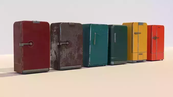 Lowpoly Vintage Refrigerator Collection