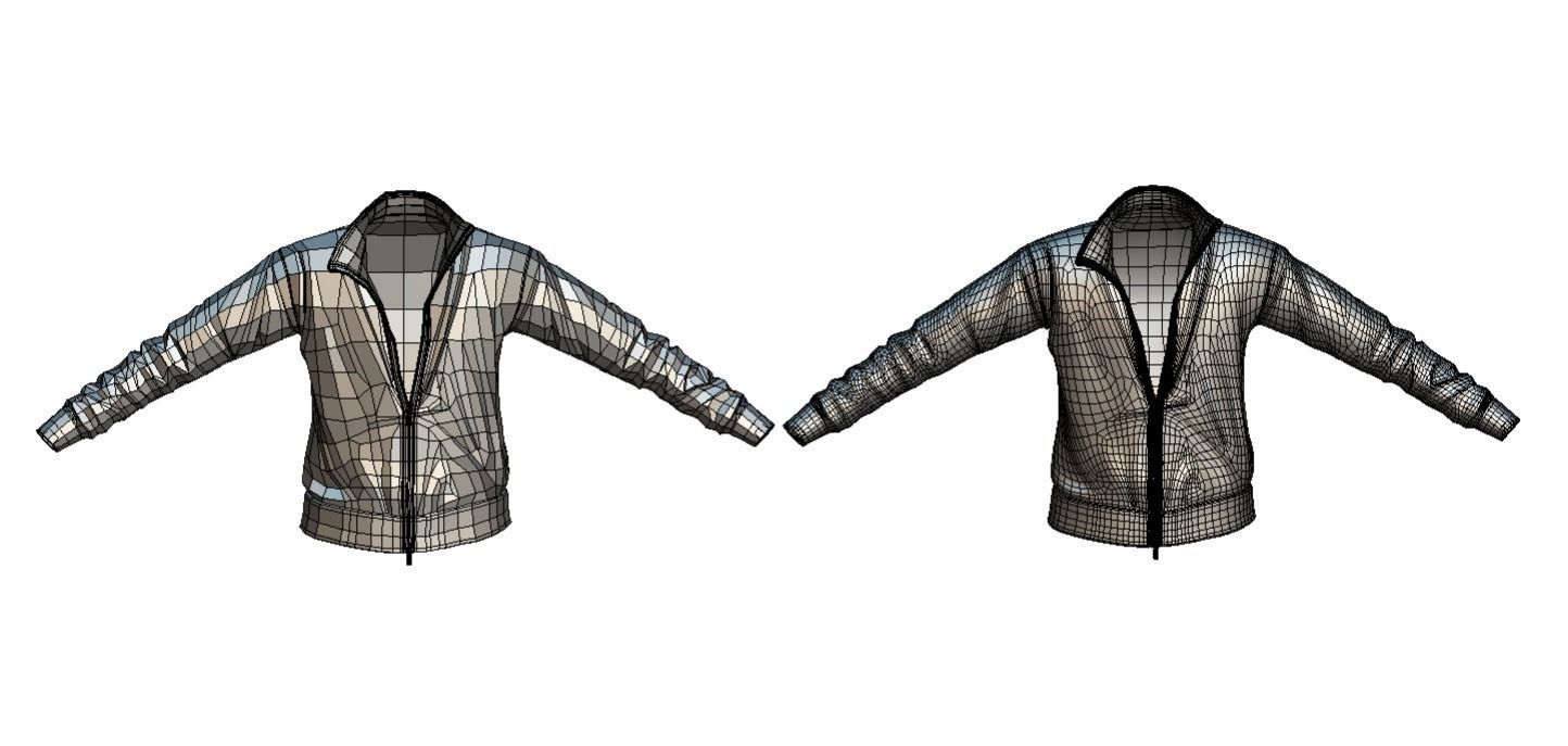 Cartoon High Poly Subdivision Purple Jacket Low-poly 3D model_5