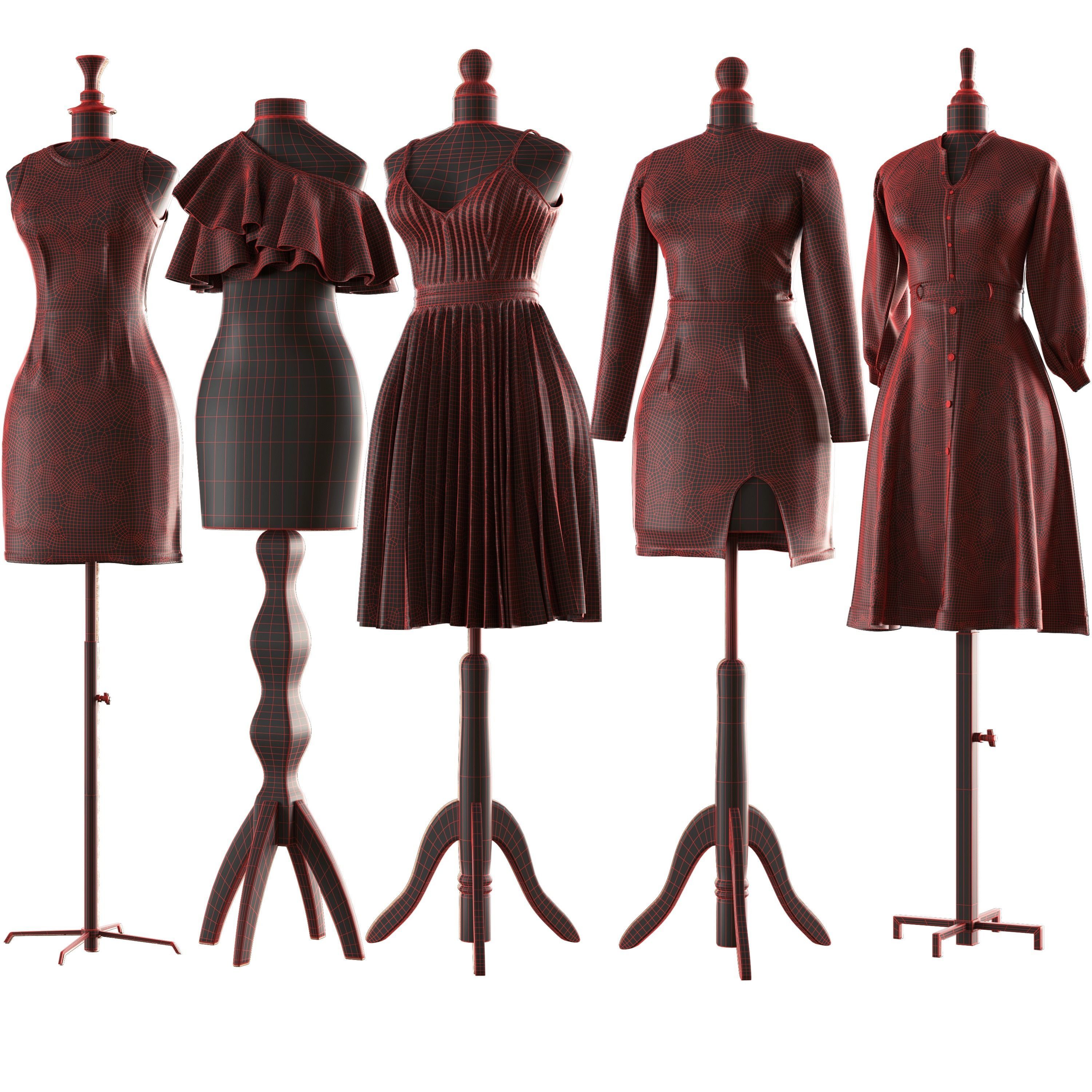 sewing mannequin with clothes PBR low poly 4k Low-poly 3D model_2