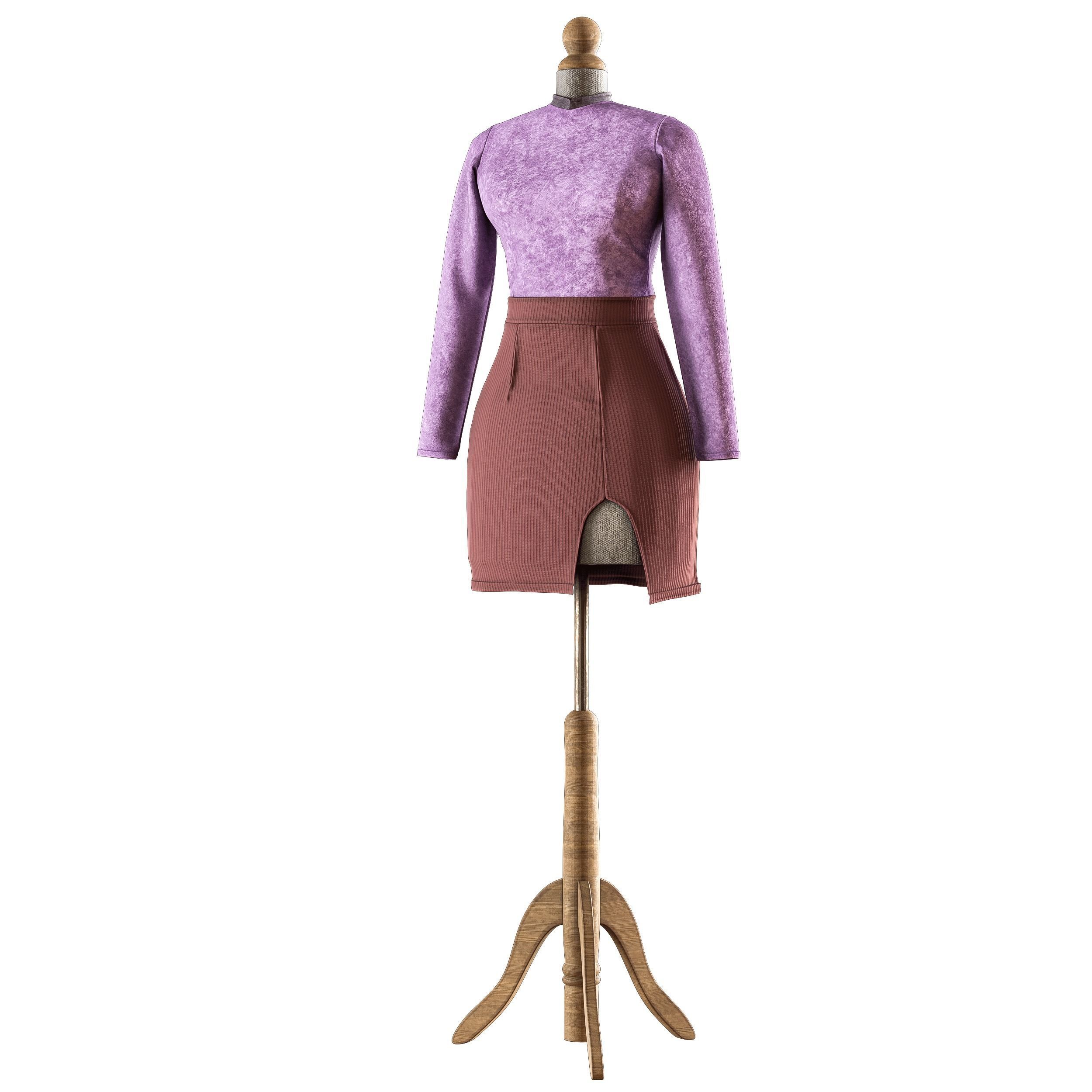 sewing mannequin with clothes PBR low poly 4k Low-poly 3D model_4