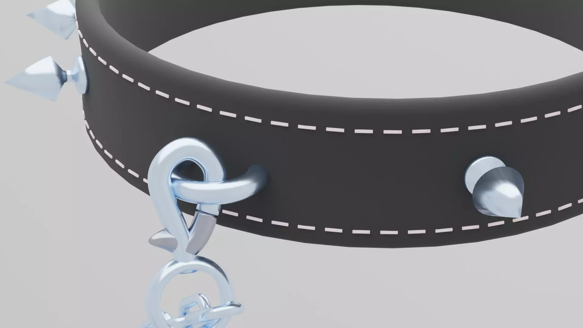 Gothic Punk Collar with Posable Leash Nubs Curve High Poly  3D model_0