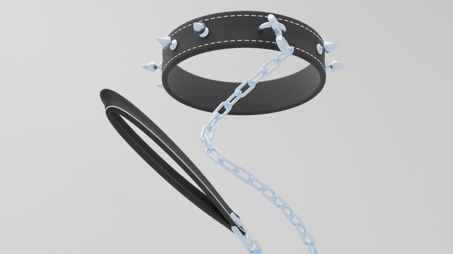 Gothic Punk Collar with Posable Leash Nubs Curve High Poly  3D model_2