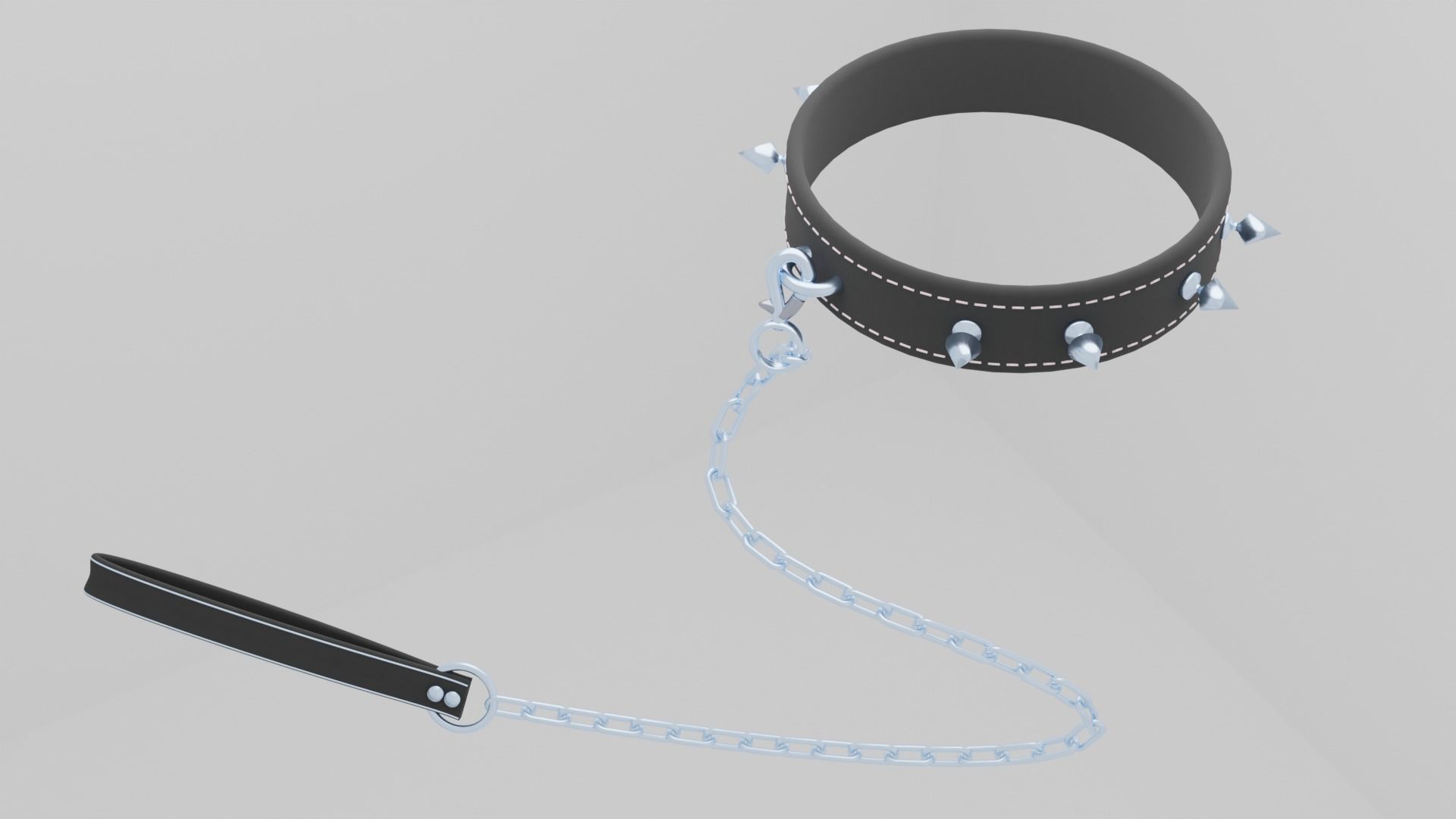 Gothic Punk Collar with Posable Leash Nubs Curve High Poly  3D model_5