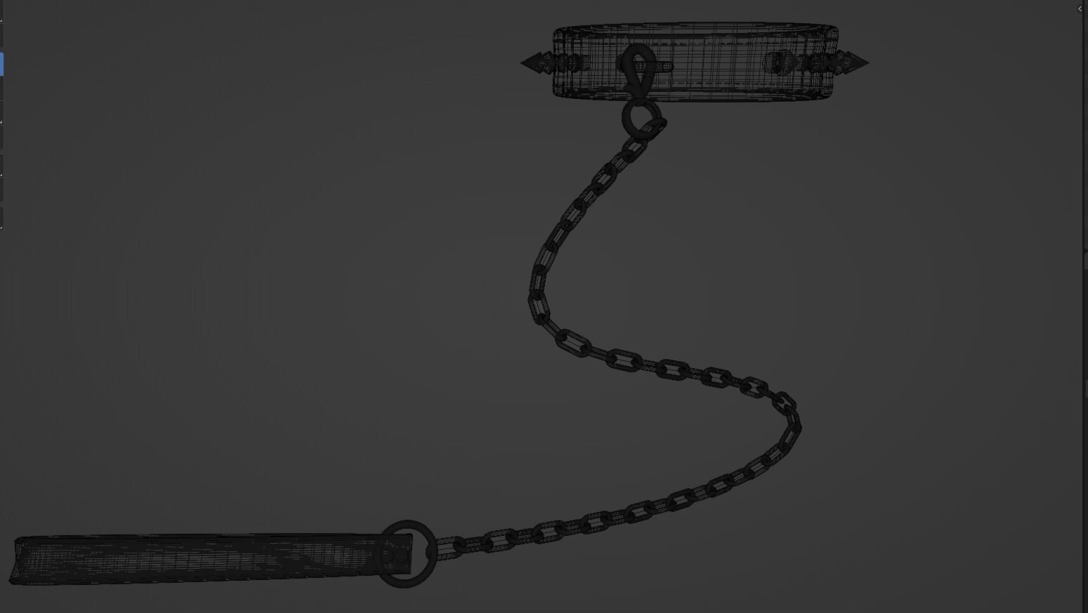 Gothic Punk Collar with Posable Leash Nubs Curve High Poly  3D model_7
